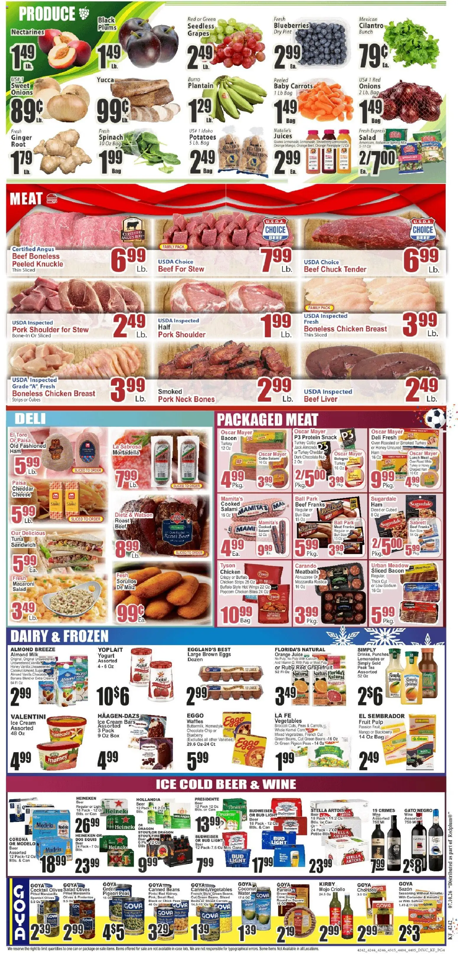 Key Food Weekly Ad - valid from 07/10/2026 | Page: 4 | Products: Ham, Grapefruit, Mango, Grapes