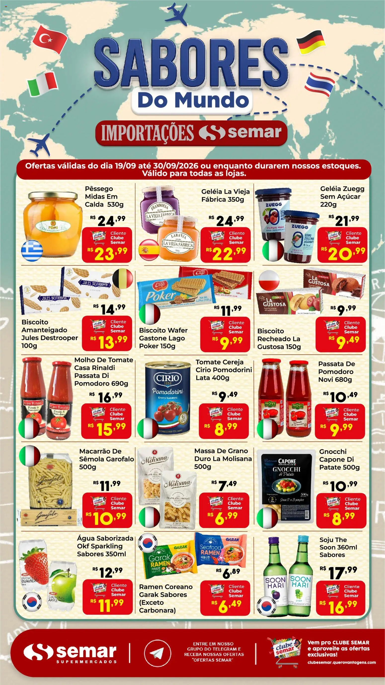 Semar Supermercado Folheto - válido de 19/09/2026 | Página: 1 | Produtos: Cereja, Biscoito, Molho de tomate, Açúcar