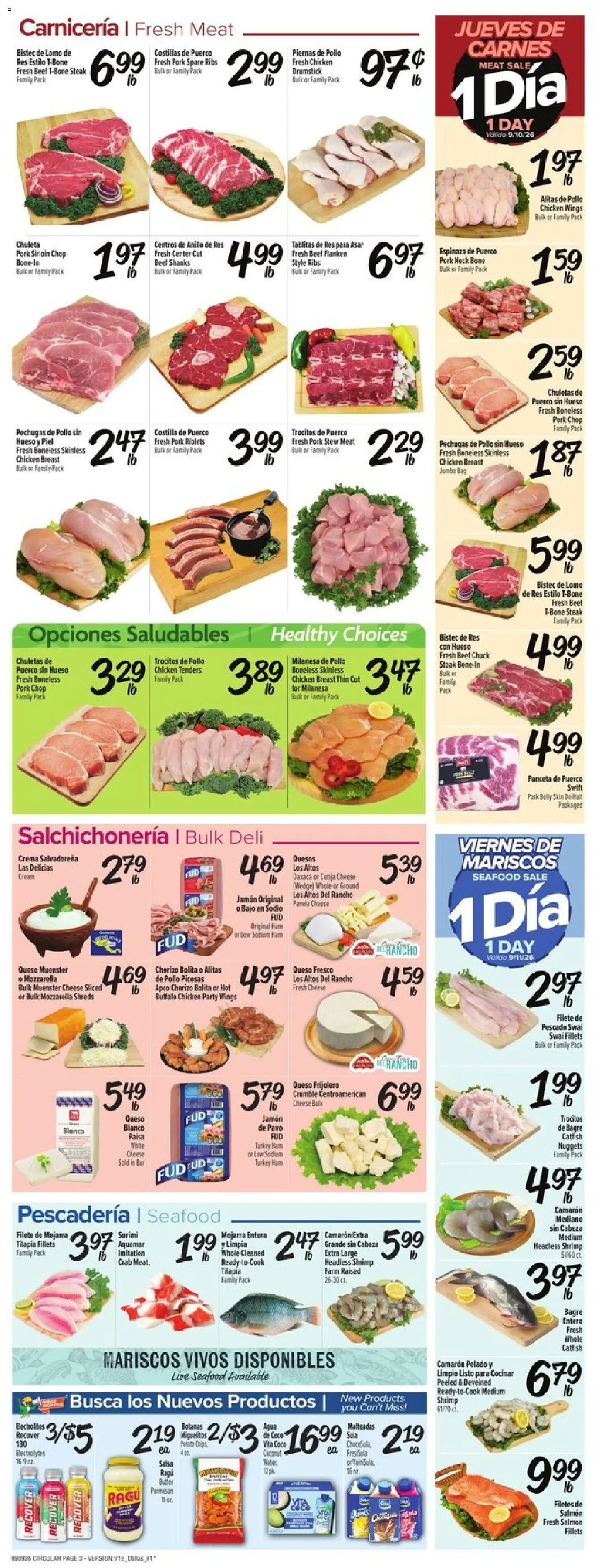 Fiesta Mart Weekly Ad - valid from 09/09/2026 | Page: 3 | Products: Pork, Cream, Seafood, Salmon