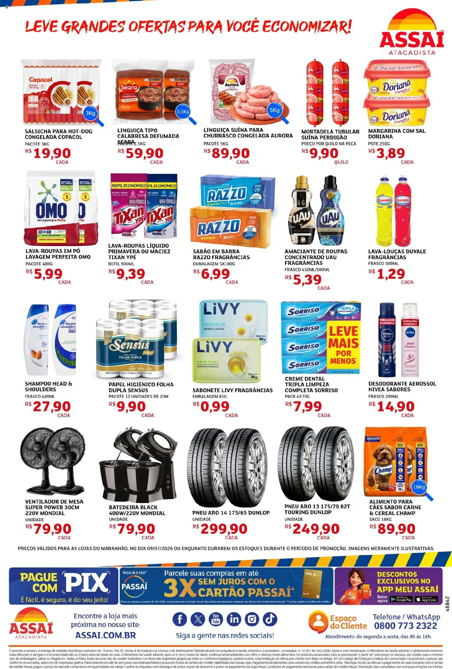 Assaí Atacadista Folheto - válido de 09/07/2026 | Página: 2 | Produtos: Ventilador, Ventilador de mesa, Salsicha, Base