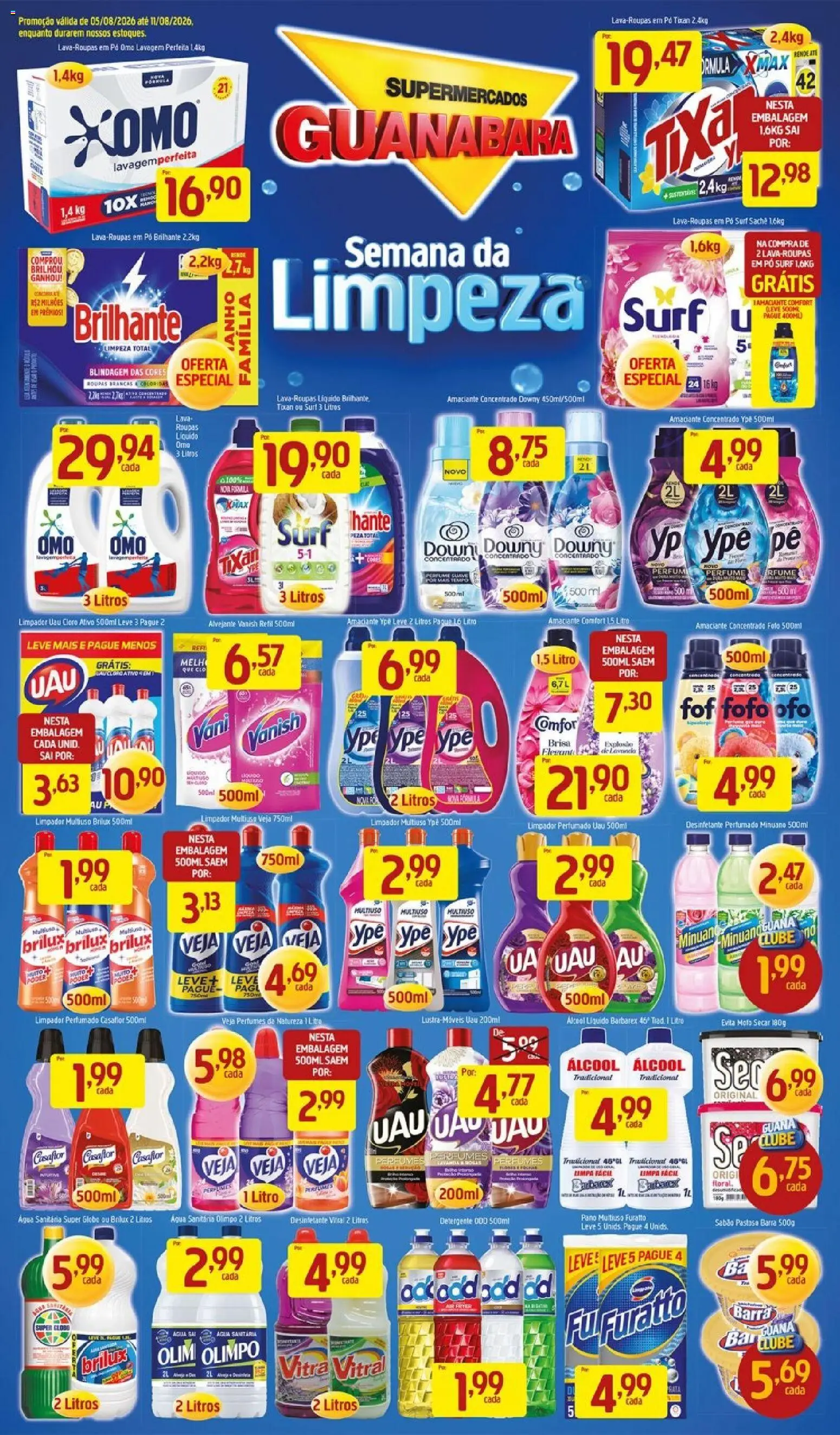 Supermercados Guanabara Folheto - válido de 05/08/2026 | Página: 1 | Produtos: Limpador multiuso, Sabão, Roupas, Perfumes