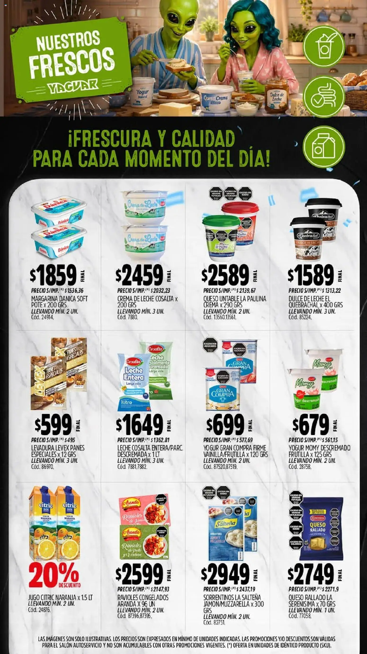Yaguar - Oferta Semanal Salta │ válido desde el 13/07/2026 | Página: 9 | Productos: Crema de leche, Dulce de leche, Leche, Jugo