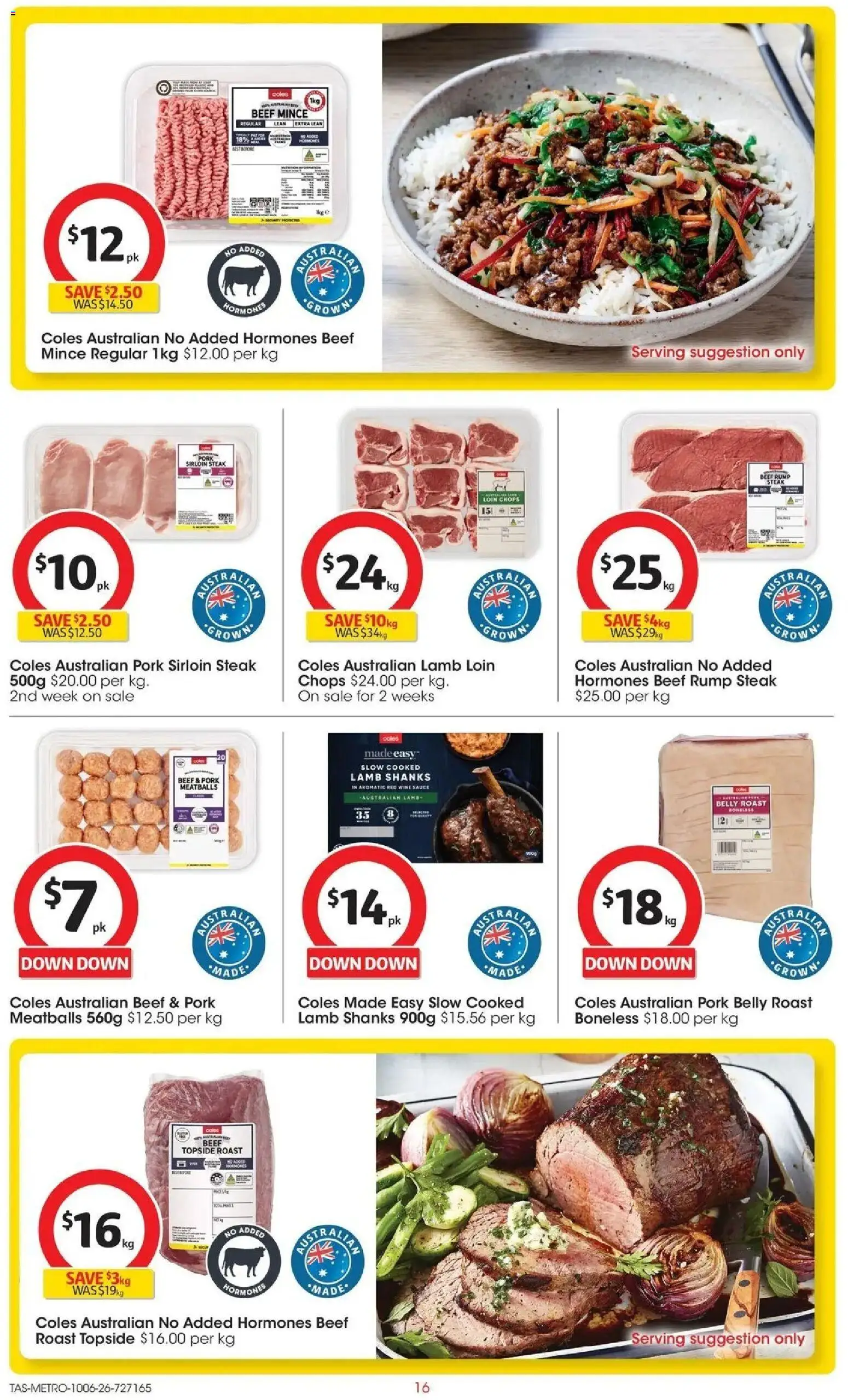 Coles catalogue - valid from 10.06.2026 | Page: 16 | Products: Pork, Lamb, Beef, Sauce