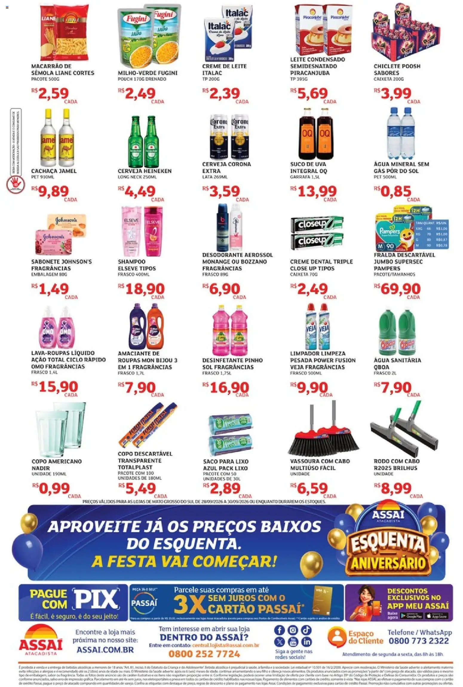 Assaí Atacadista Folheto - válido de 28/09/2026 | Página: 2 | Produtos: Água, Creme, Água mineral, Amaciante