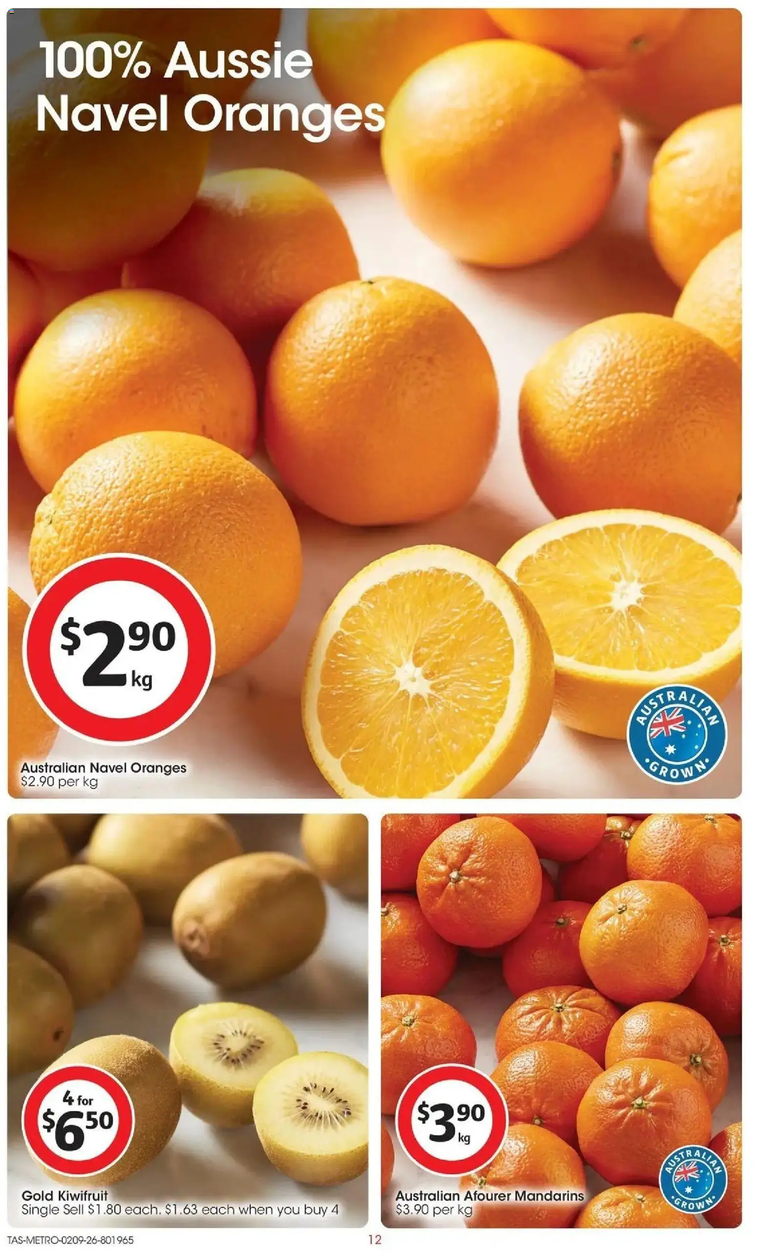 Coles catalogue - valid from 02/09/2026 | Page: 12 | Products: Oranges, Kiwifruit, Mandarins