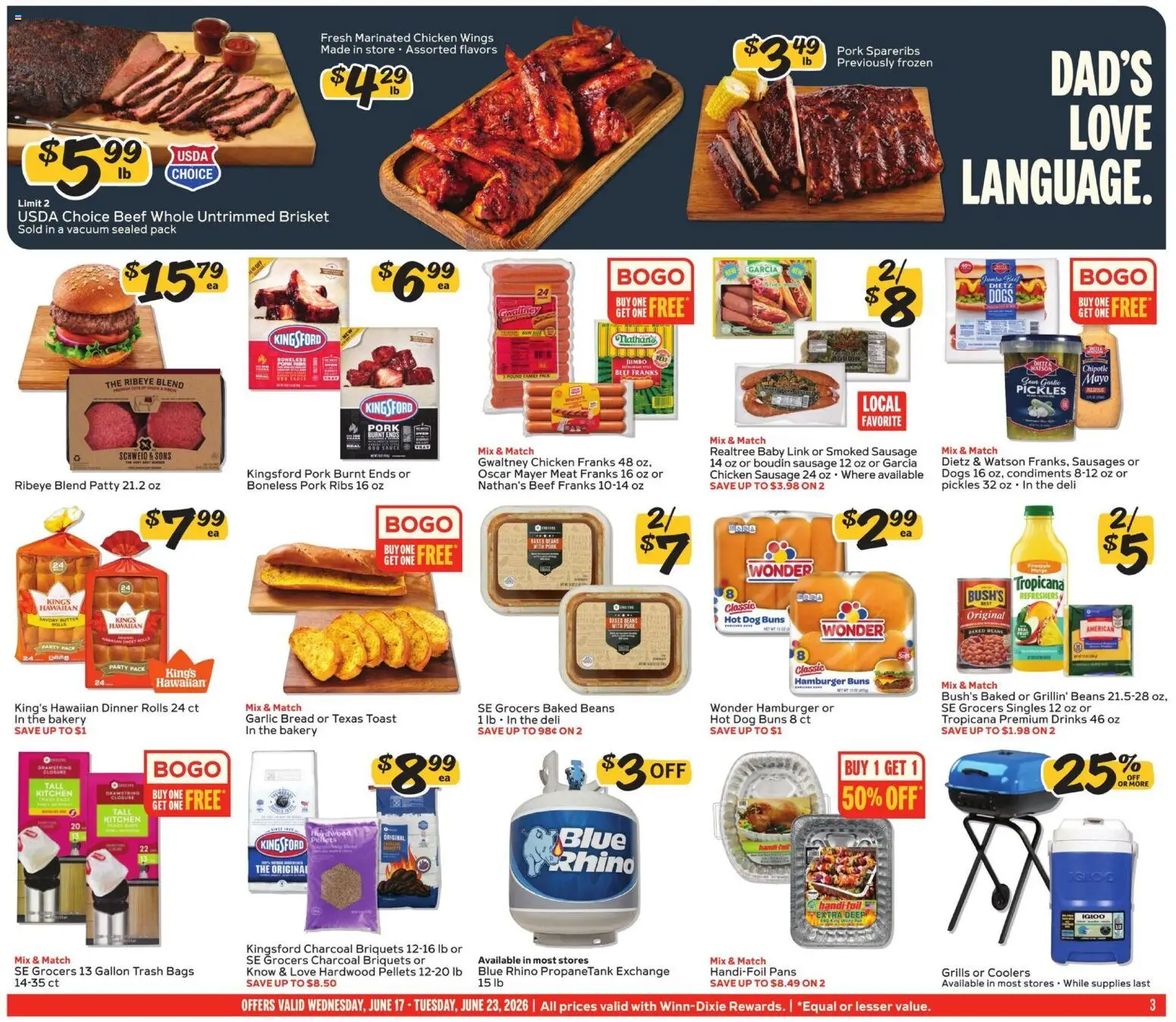 Winn Dixie Weekly Ad - valid from 17.06.2026 | Page: 3 | Products: Vacuum, Butter, Beef, Garlic