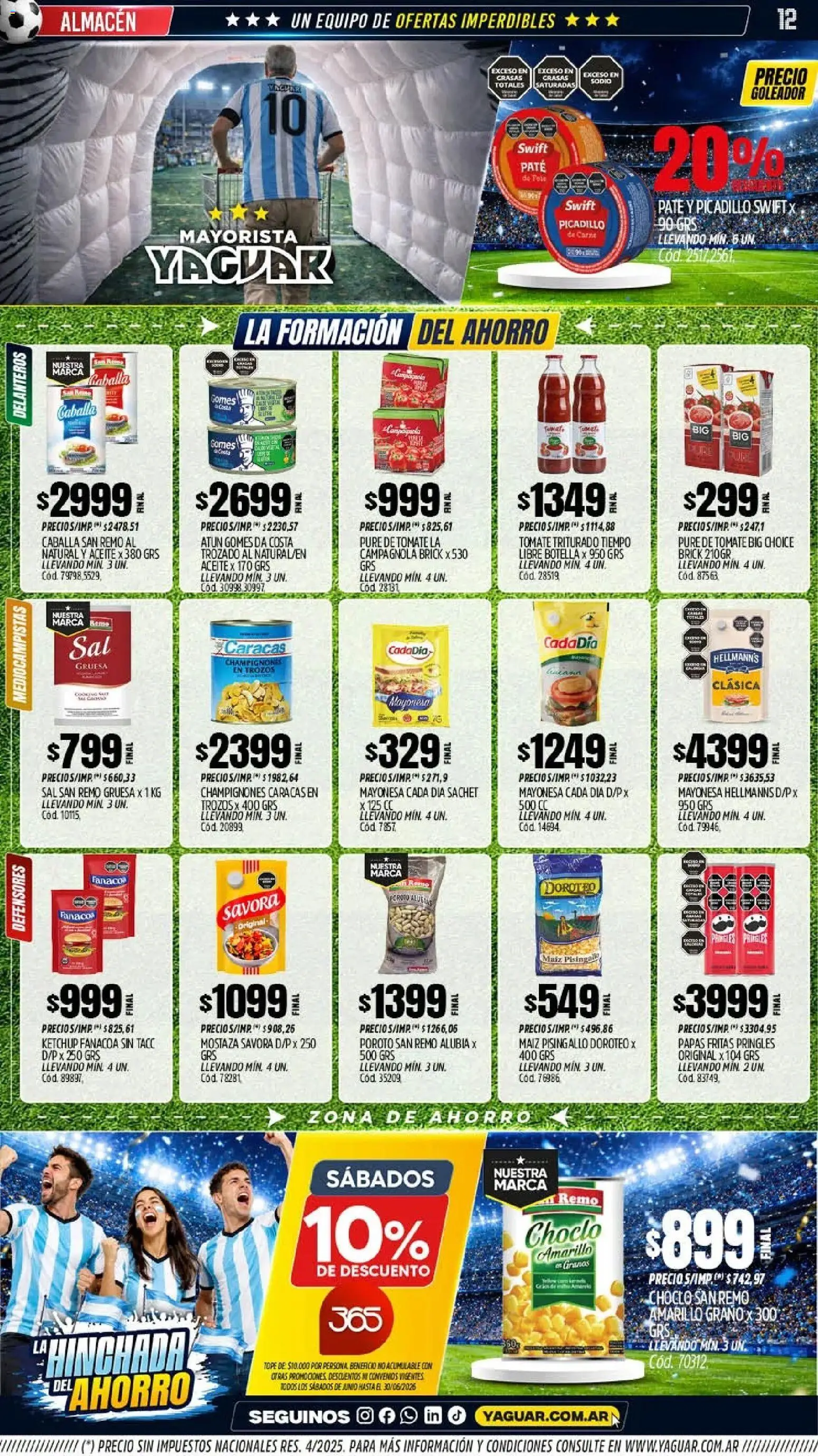 Yaguar - Oferta Semanal Parque Chacabuco │ válido desde el 15.06.2026 | Página: 12 | Productos: Mayonesa, Ketchup, Maiz, Pure de Tomate
