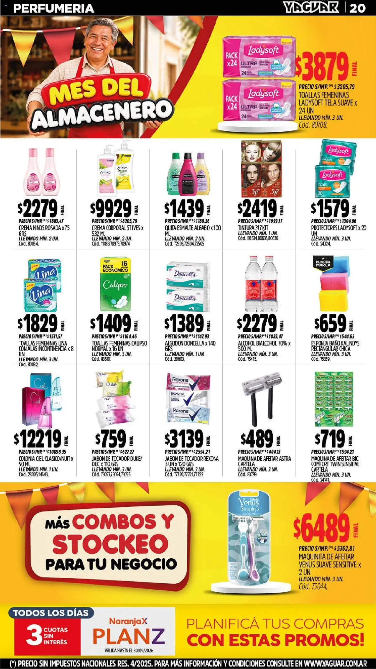 Yaguar - Oferta Semanal Mar del Plata │ válido desde el 07/09/2026 | Página: 20 | Productos: Toallas, Tintura, Esponja, Alcohol
