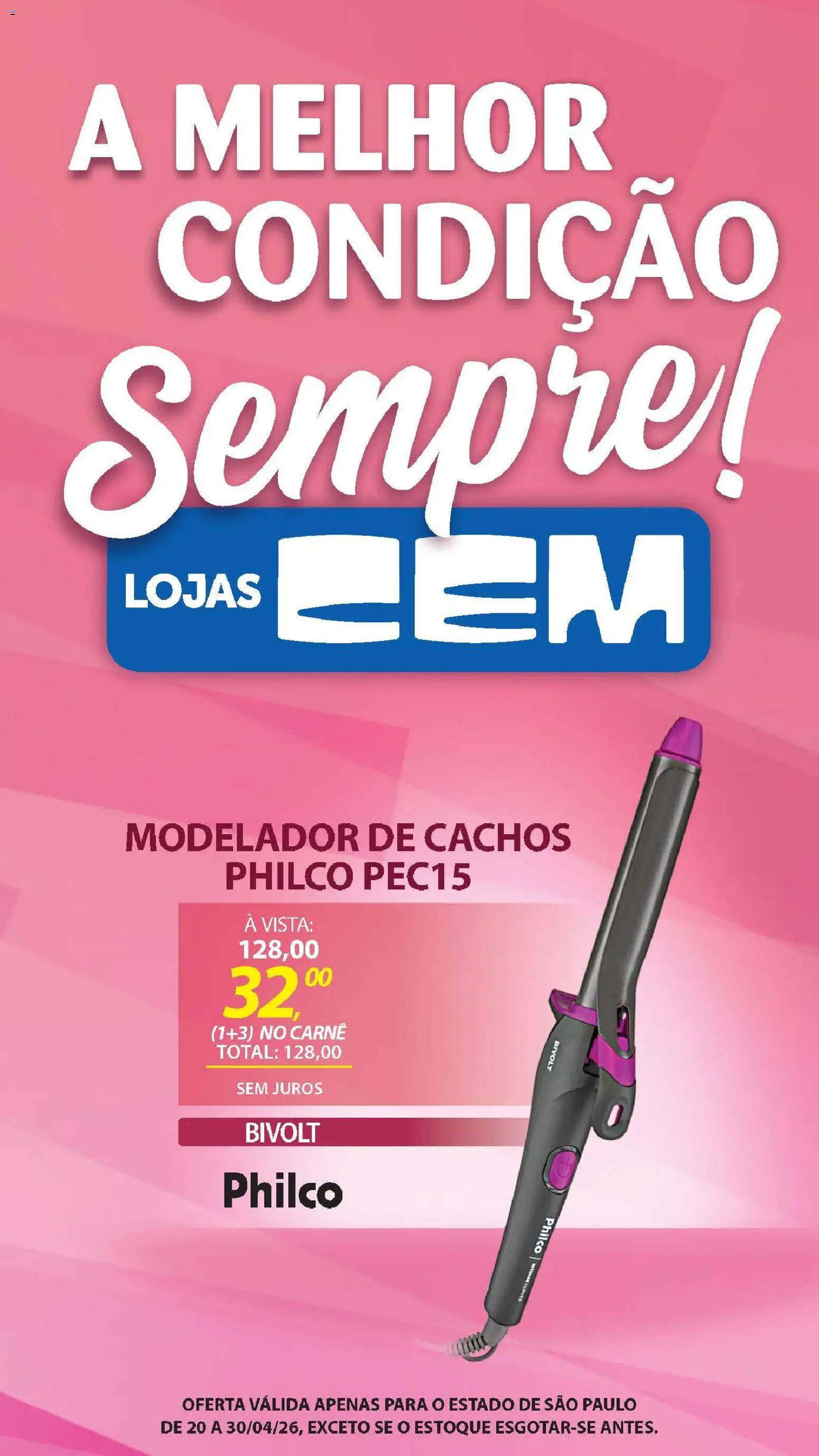 Lojas Cem Folheto - válido de 20.04.2026 | Página: 136 | Produtos: Modelador de cachos, Carne