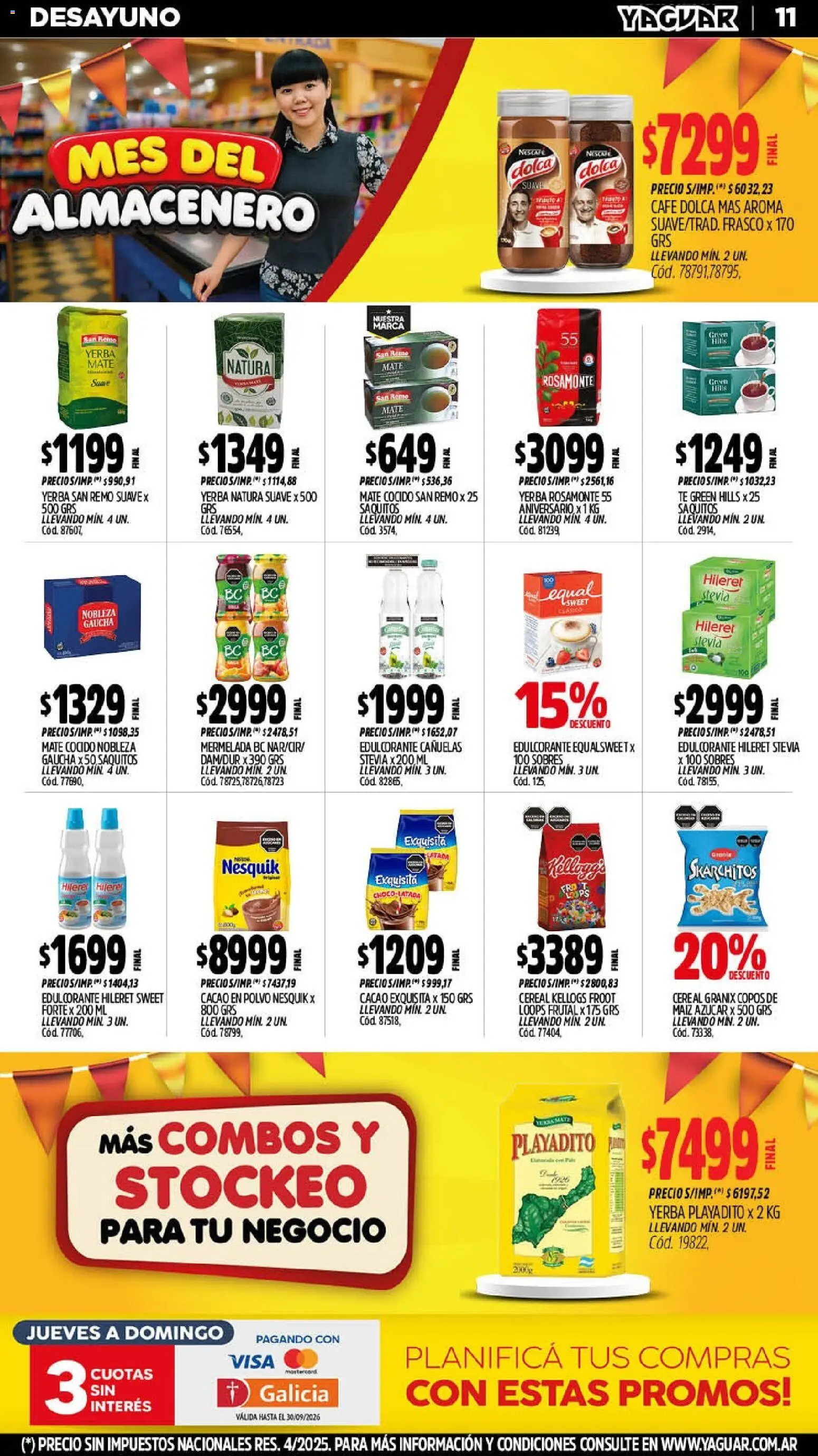 Yaguar - Oferta Semanal Mar del Plata │ válido desde el 07/09/2026 | Página: 11 | Productos: Mate, Azucar, Mermelada, Cacao