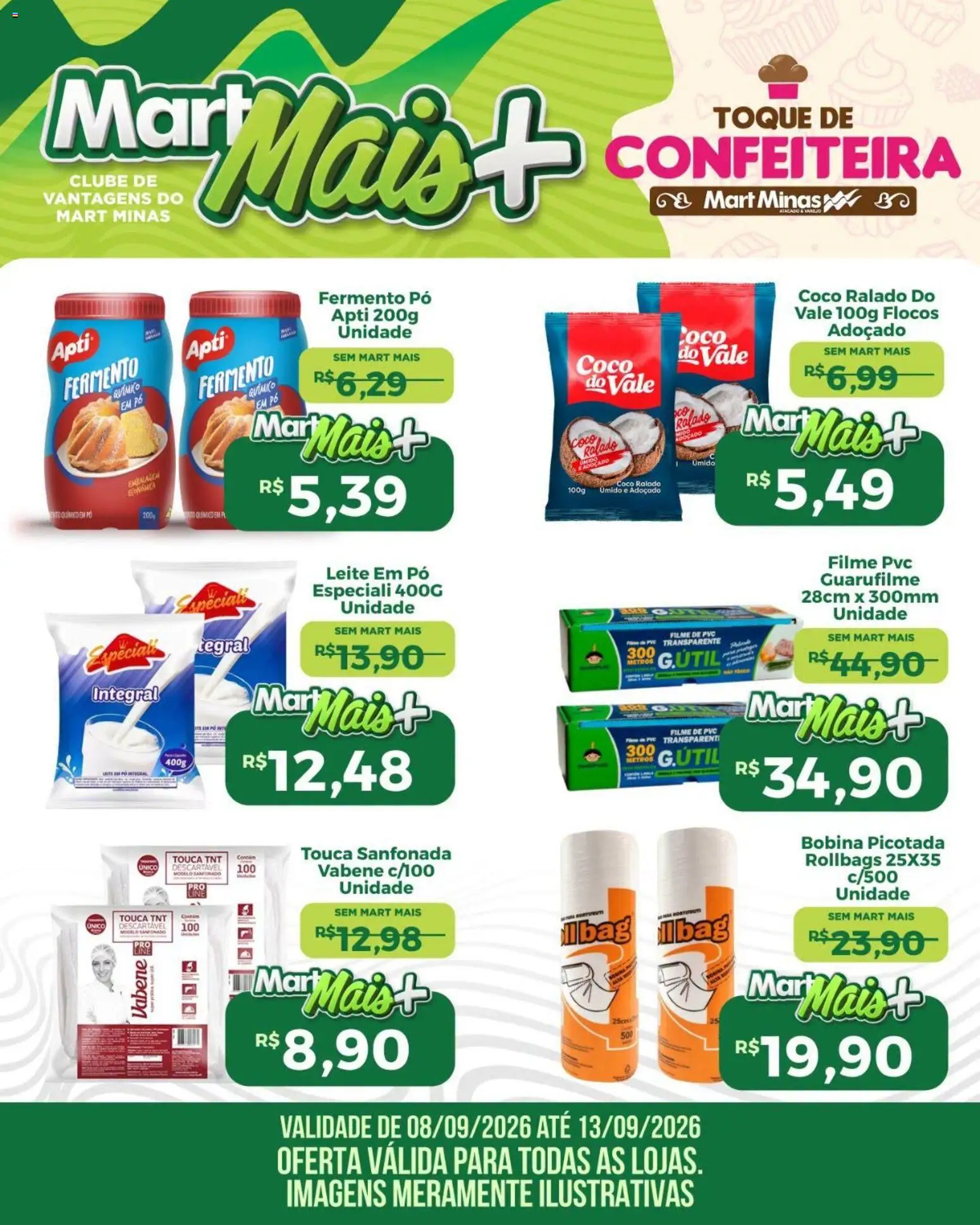 Mart Minas Folheto - válido de 08/09/2026 | Página: 2 | Produtos: Coco, filme de PVC, Pó, Leite