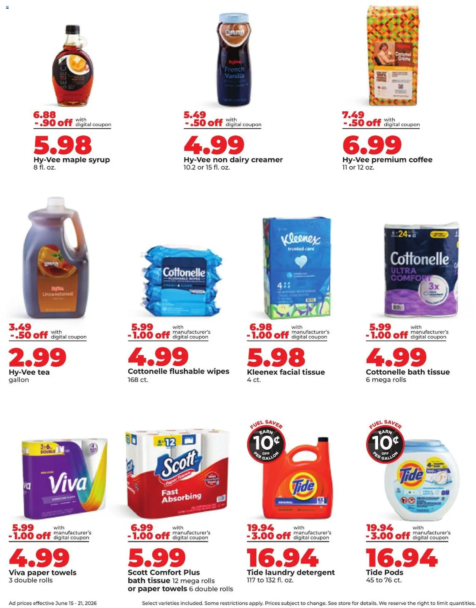 HyVee Weekly Ad - valid from 15.06.2026 | Page: 11 | Products: Bath, Coffee, Tea, Detergent
