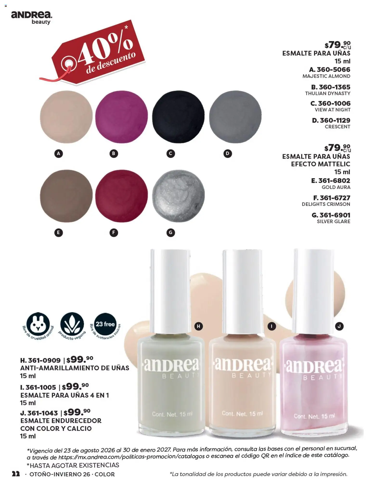 Nuevas ofertas de Andrea válidas en toda la República Mexicana desde el 23/08/2026. ¡Encuentra las mejores ofertas en Andrea catálogo Beauty! | Página: 22