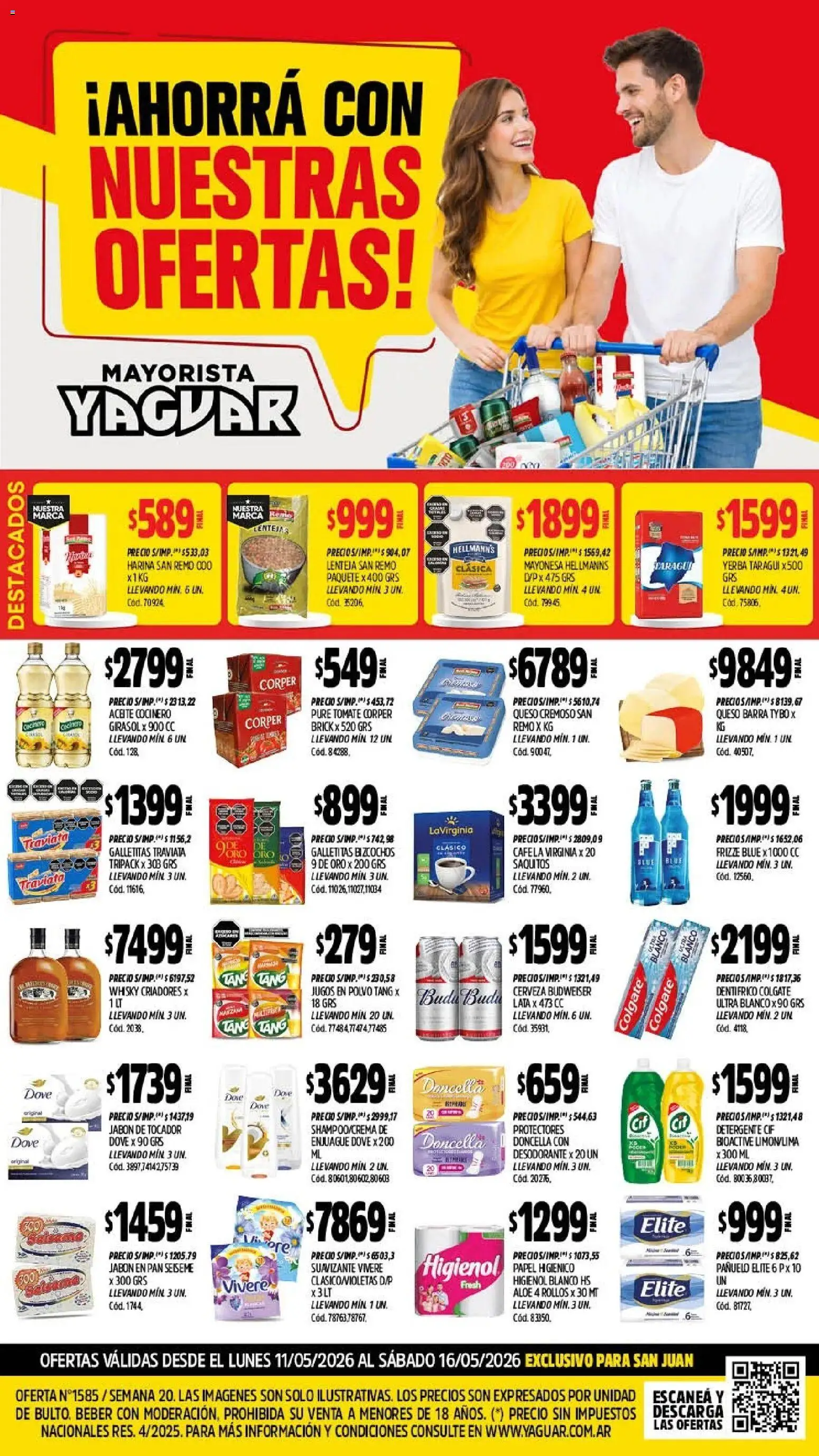 Yaguar - Oferta Semanal San Juan │ válido desde el 11.05.2026 | Página: 1 | Productos: Papel higiénico, Yerba, Jabón, Desodorante