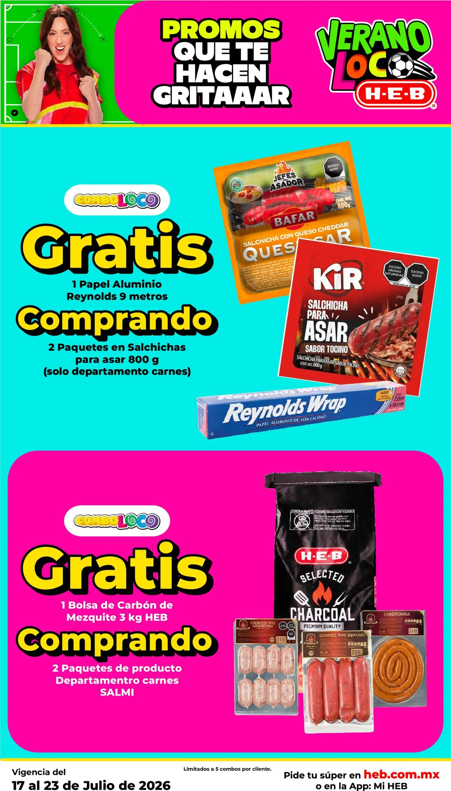 Nuevas ofertas de H-E-B válidas en toda la República Mexicana desde el 17/07/2026. ¡Encuentra las mejores ofertas en H-E-B folleto! | Página: 5 | Productos: Tocino, Queso, Chorizo, Té