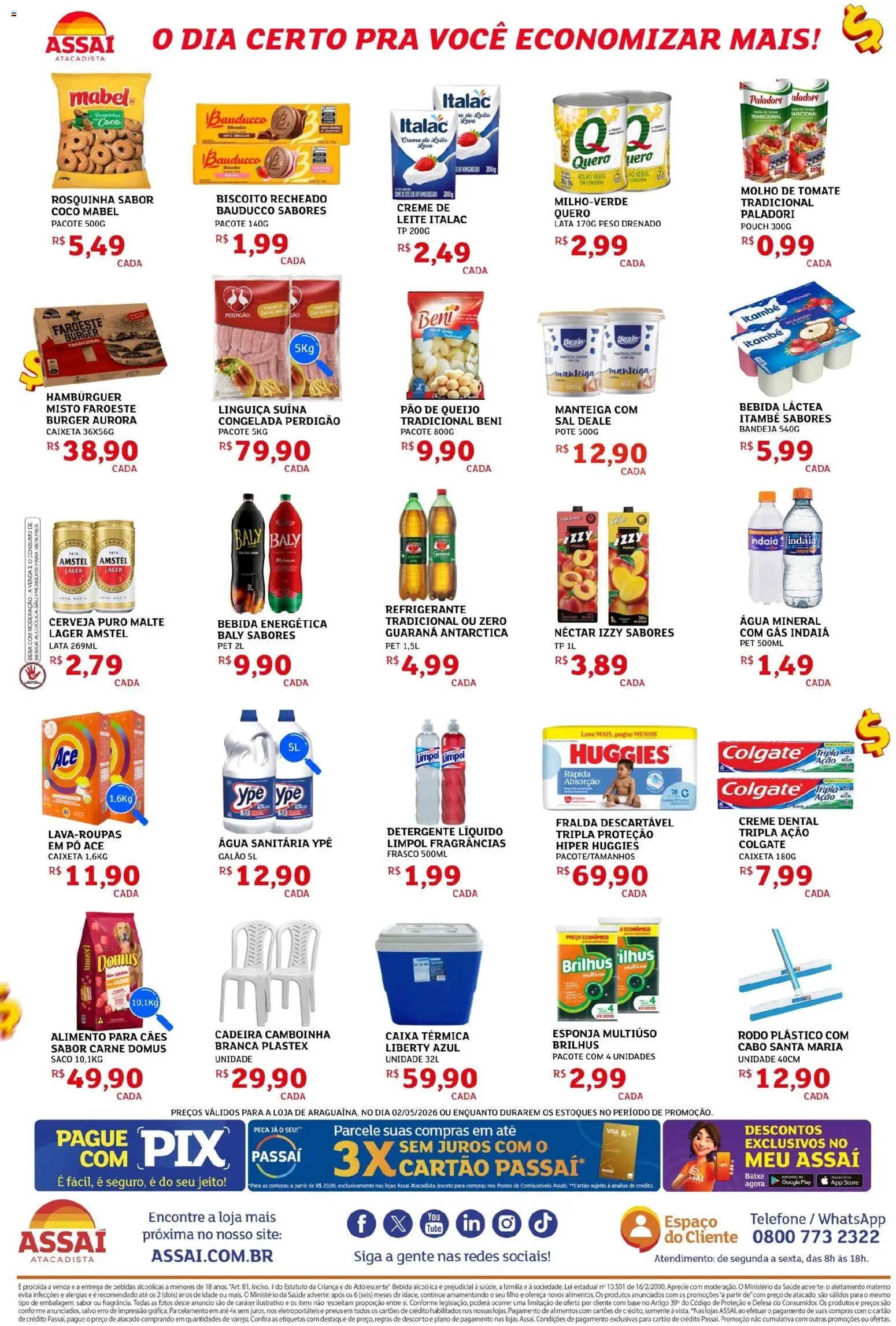 Assaí Atacadista Folheto - válido de 02.05.2026 | Página: 2 | Produtos: Coco, Pó, Telefone, Creme dental