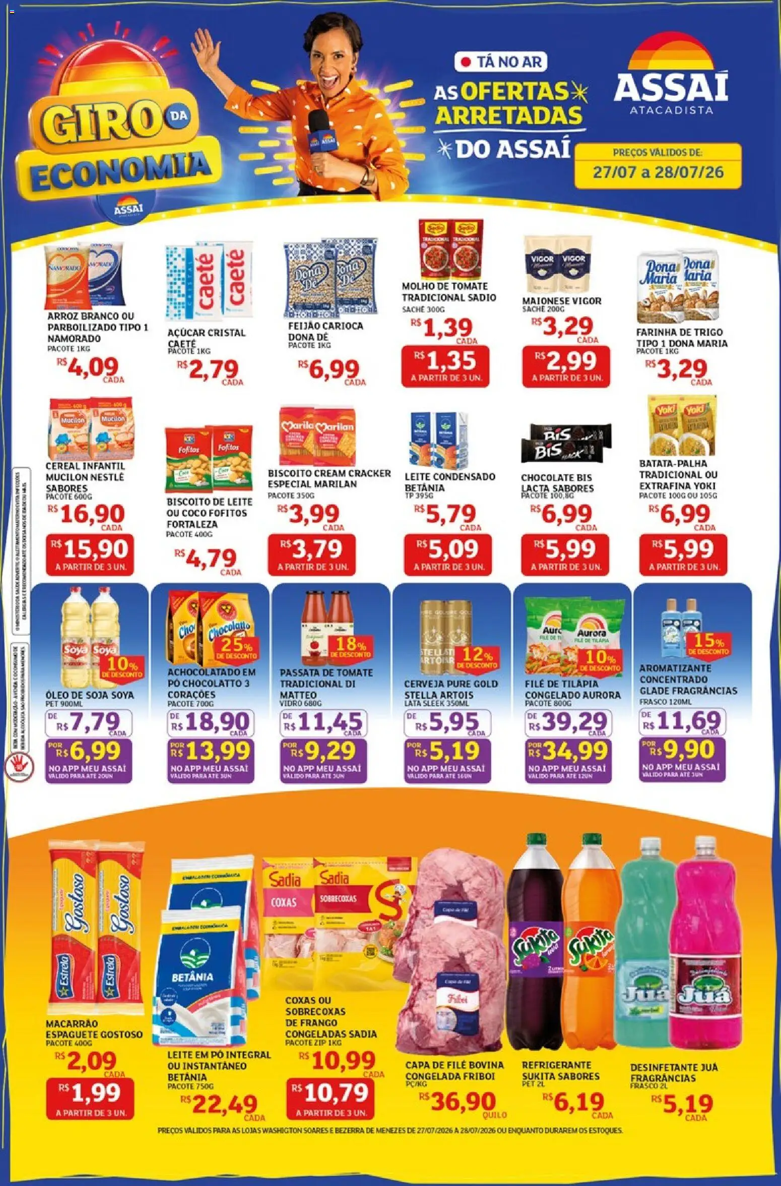 Assaí Atacadista Folheto - válido de 27/07/2026 | Página: 1 | Produtos: Maionese vigor, Pó, Macarrão, Mucilon