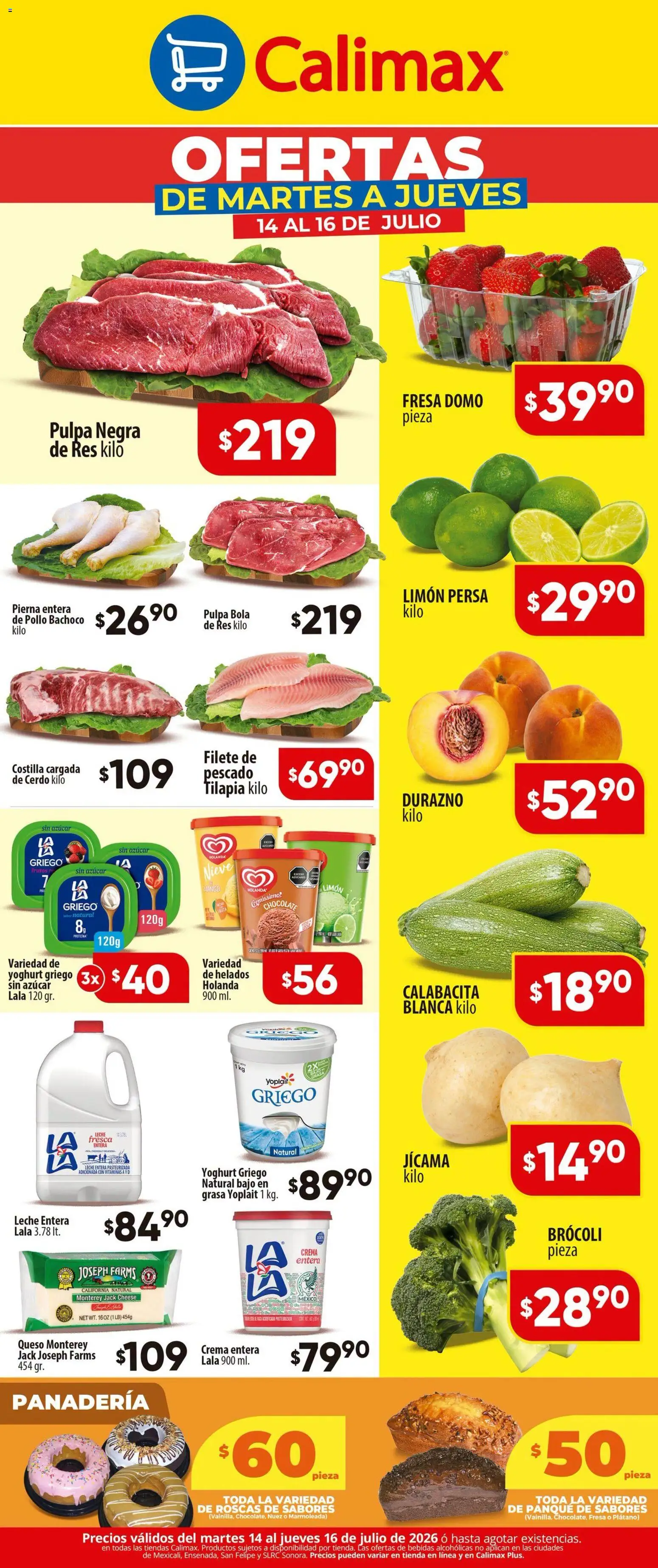 Nuevas ofertas de Calimax válidas en toda la República Mexicana desde el 14/07/2026. ¡Encuentra las mejores ofertas en Calimax folleto! | Página: 2 | Productos: Durazno, Brocoli, Queso, Chocolate
