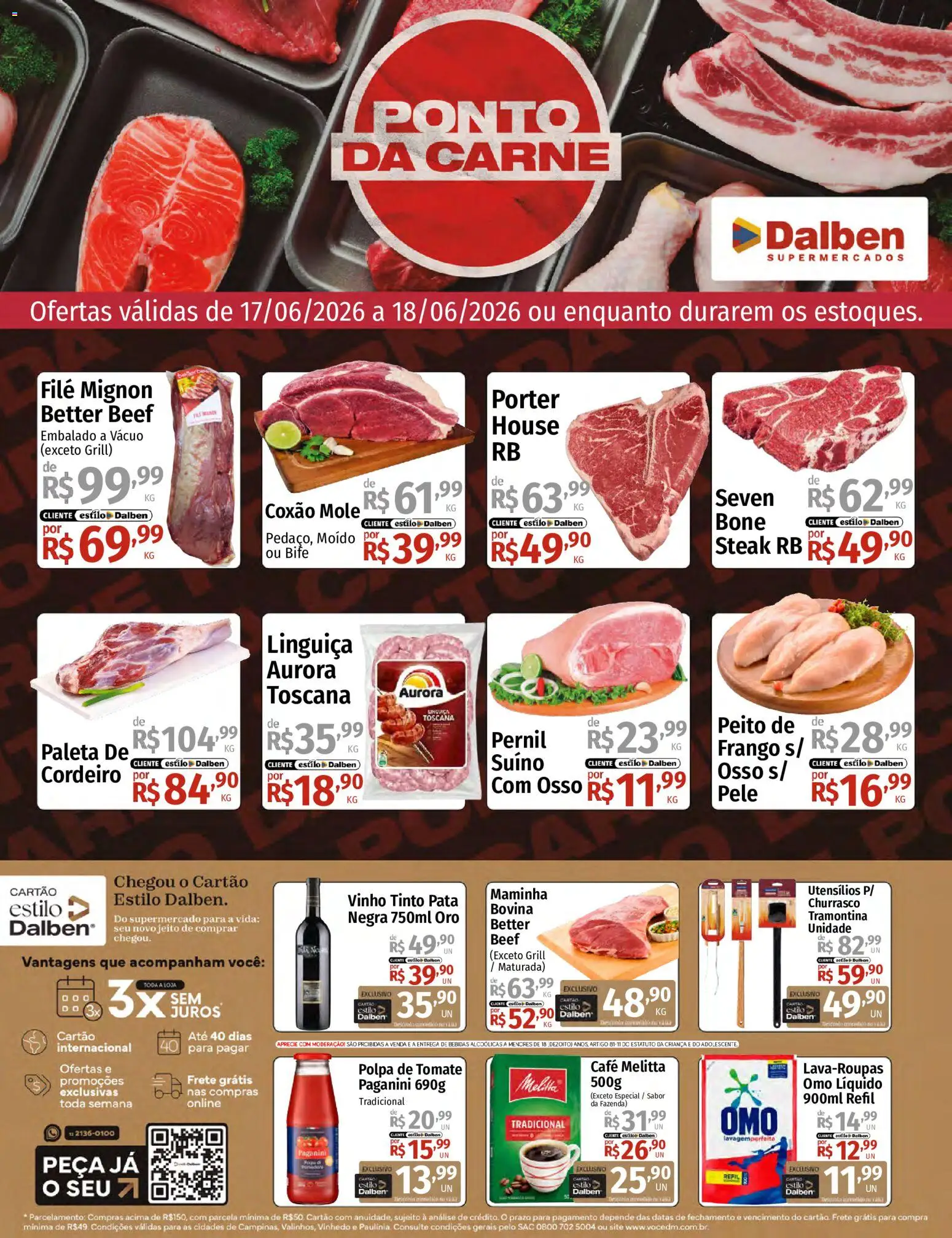Supermercado Dalben Folheto - válido de 17.06.2026 | Página: 1 | Produtos: Grill, Filé mignon, Cordeiro, Boné