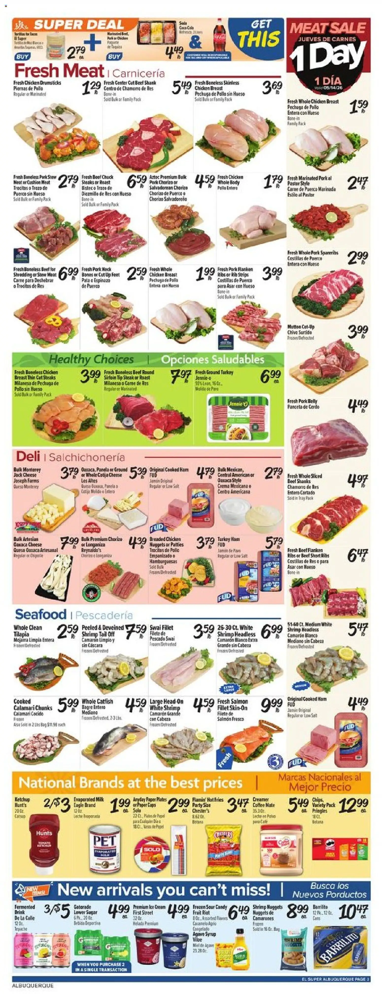El Super Weekly Ad - NM - valid from 13.05.2026 | Page: 3 | Products: Milk, Cream, Seafood, Bag