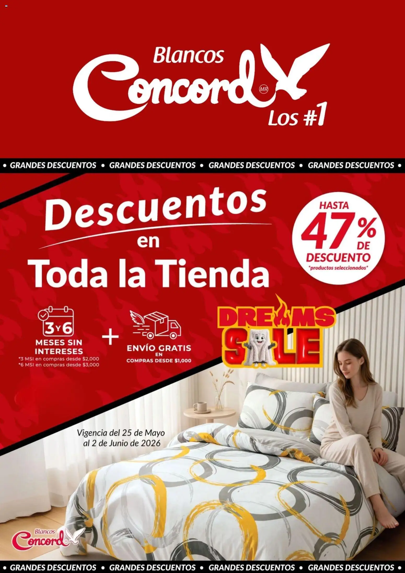 Nuevas ofertas de Colchas Concord válidas en toda la República Mexicana desde el 25.05.2026. ¡Encuentra las mejores ofertas en Colchas Concord Dreams Sale! | Página: 1