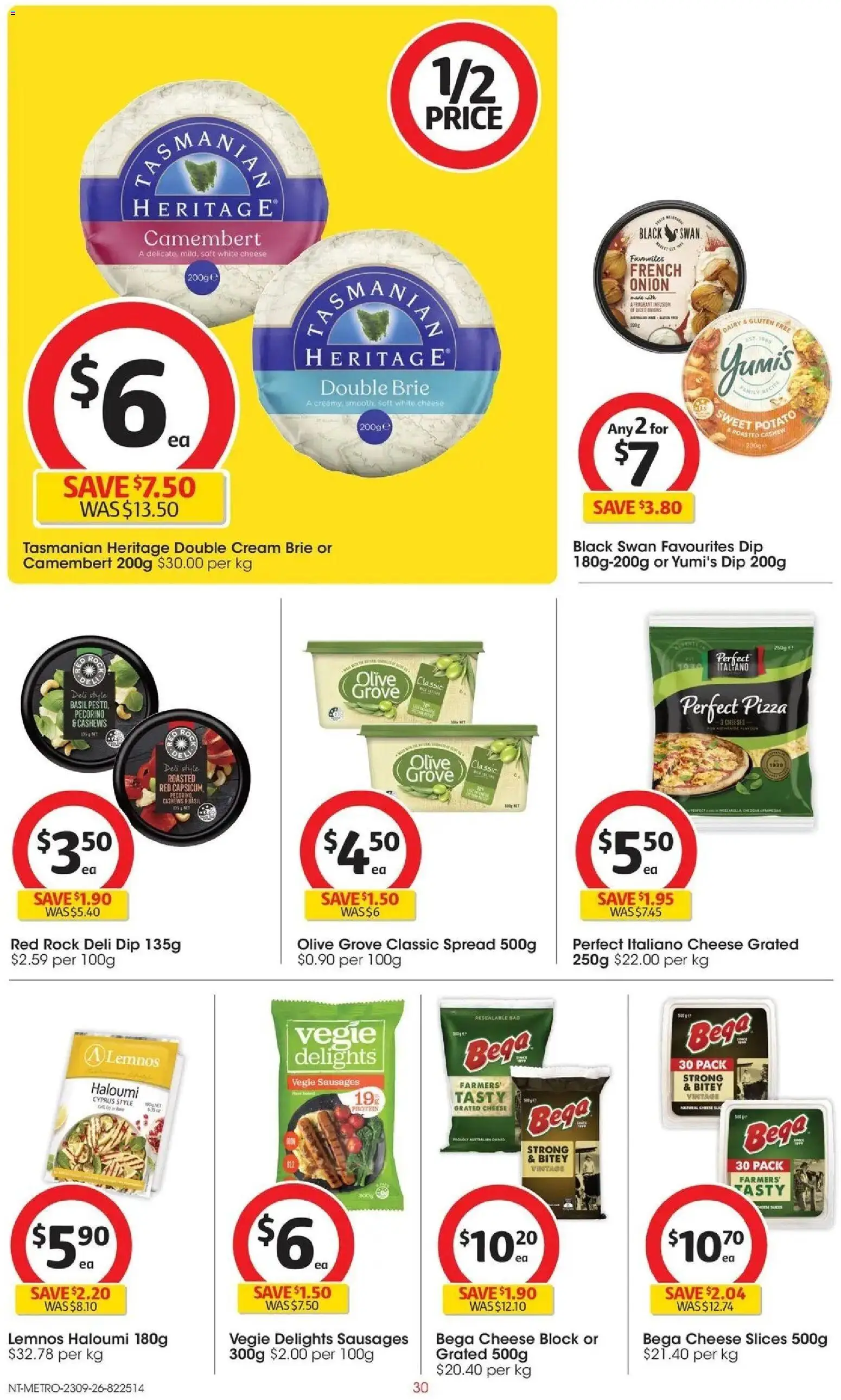 Coles catalogue - valid from 23/09/2026 | Page: 30 | Products: Dairy, Pizza, Sausages, Grated cheese