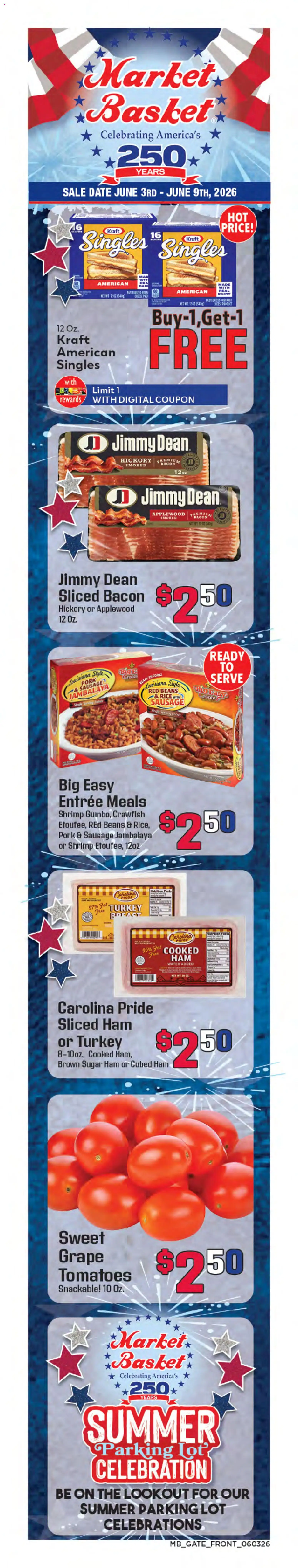 Market Basket Weekly Ad - valid from 03.06.2026 | Page: 1 | Products: Pork, Tomatoes, Rice, Sausage