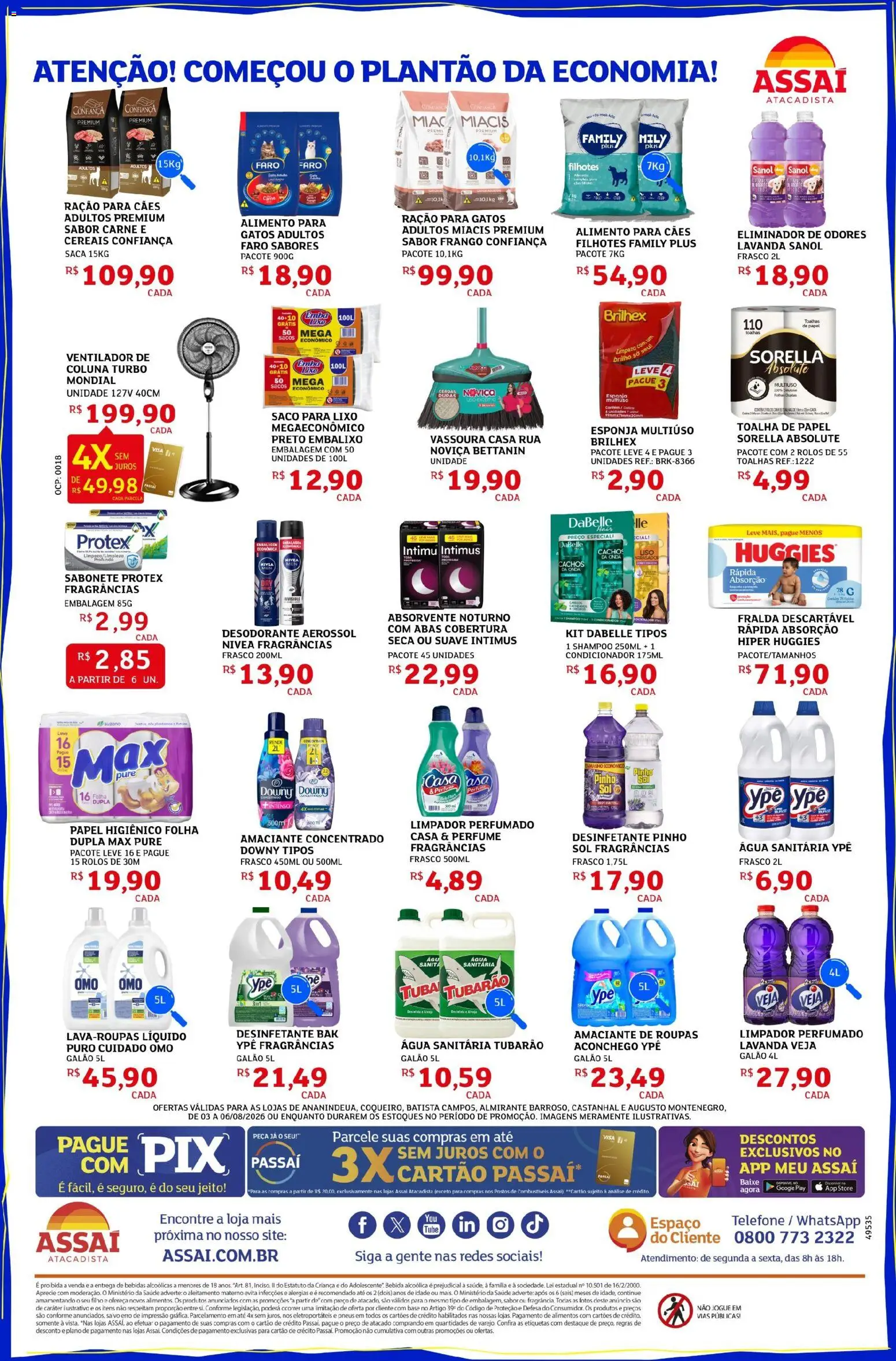 Assaí Atacadista Folheto - válido de 03/08/2026 | Página: 4 | Produtos: Pneus, Base, Frango, Água sanitária