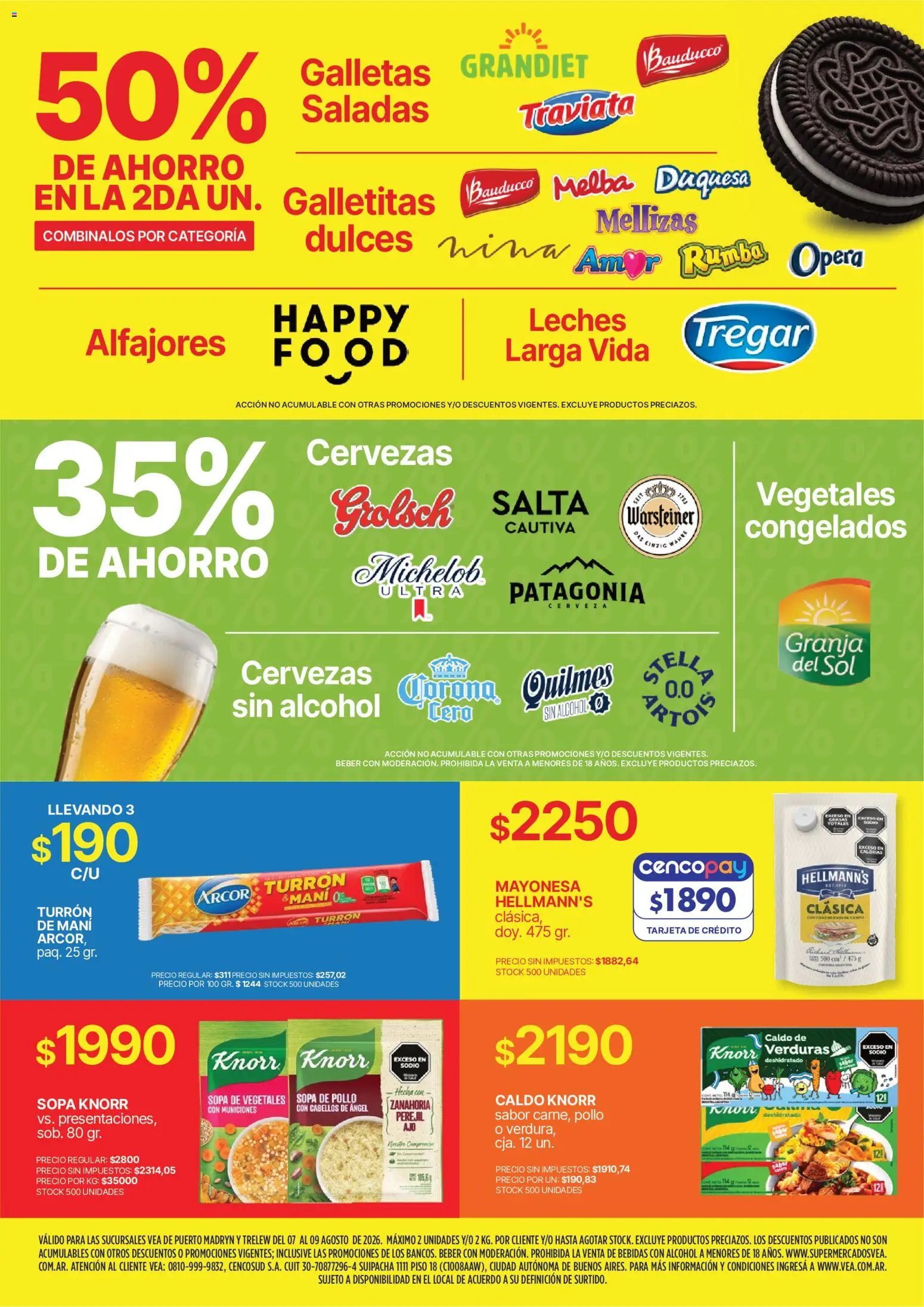 Vea - Volante fin de semana Chubut │ válido desde el 07/08/2026 | Página: 4 | Productos: Sopa, Mani, Alcohol, Turrón