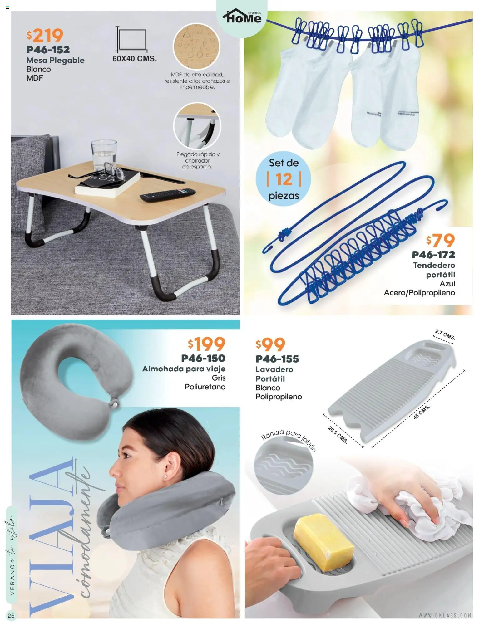 Nuevas ofertas de Cklass válidas en toda la República Mexicana desde el 02/07/2026. ¡Encuentra las mejores ofertas en Cklass catálogo Verano WE & Home! | Página: 26 | Productos: Lavadero, Almohada, Mesa, Jabón