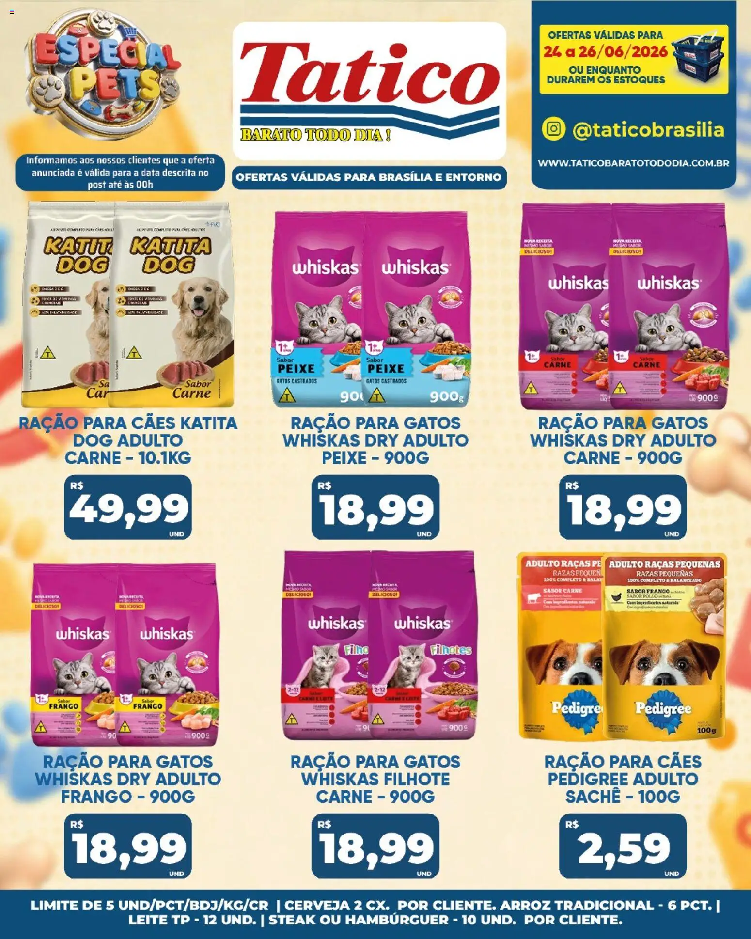 Tatico Folheto - válido de 24/06/2026 | Página: 24 | Produtos: Leite, Arroz, Hambúrguer, Frango