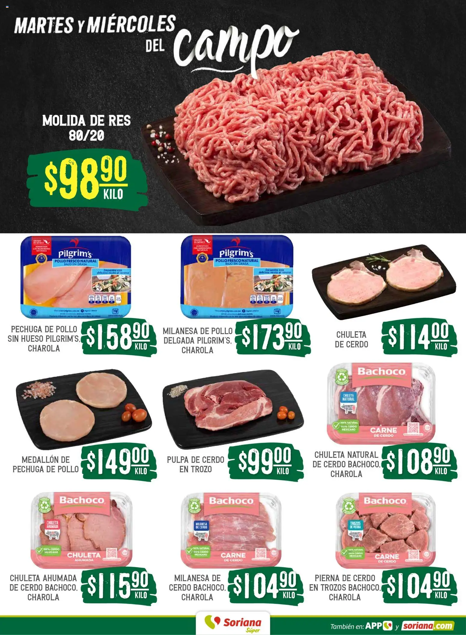 Nuevas ofertas de Soriana válidas en toda la República Mexicana desde el 12.05.2026. ¡Encuentra las mejores ofertas en Soriana Martes y Miércoles del Campo Súper: Ags, Nay, Jal, Qro, Col, Mich, Gto, Hgo, Tlax, Mor, Pue, Gro, Oax, Edo. de Mex, Vall! | Página: 4 | Productos: Pollo, Milanesa, Cerdo, Res