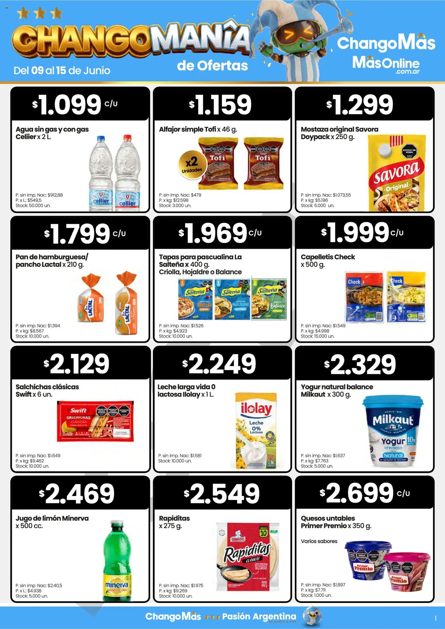 Changomas ofertas │ válido desde el 09.06.2026 | Página: 2 | Productos: Mostaza, Agua, Limón, Pan