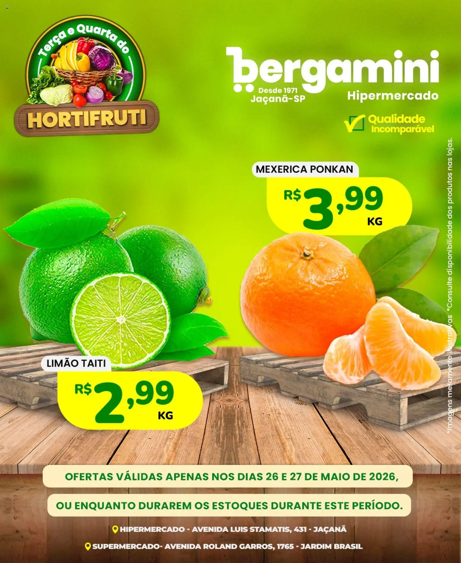 Supermercado Bergamini Folheto - válido de 26.05.2026 | Página: 2 | Produtos: Mexerica, Maiô