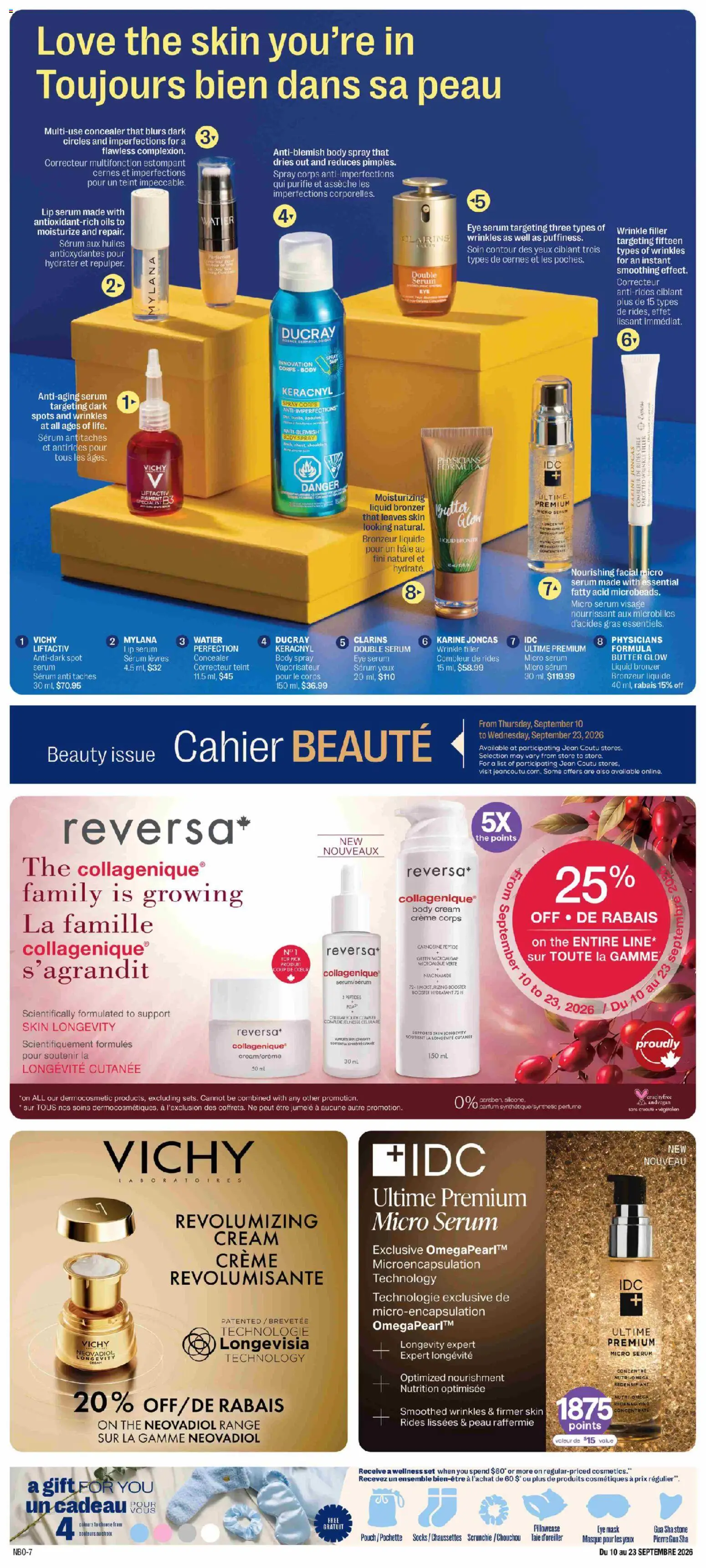 Jean Coutu flyer valid from Sep 10, 2026 | Page: 7 | Products: Perfume, Bronzer, Mask, Socks