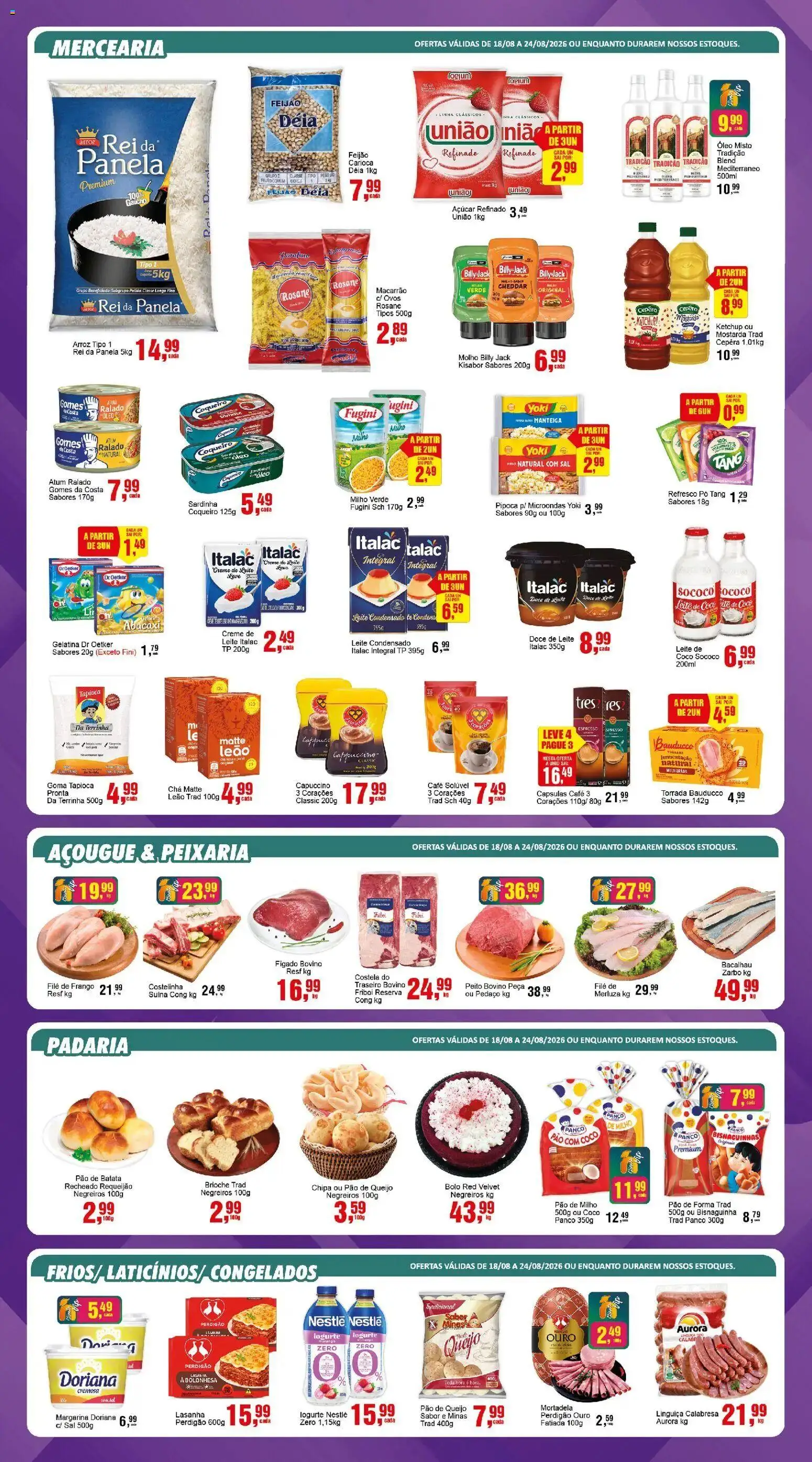 Negreiros Folheto - válido de 18/08/2026 | Página: 3 | Produtos: Brioche, Abacaxi, Milho, Pão de queijo