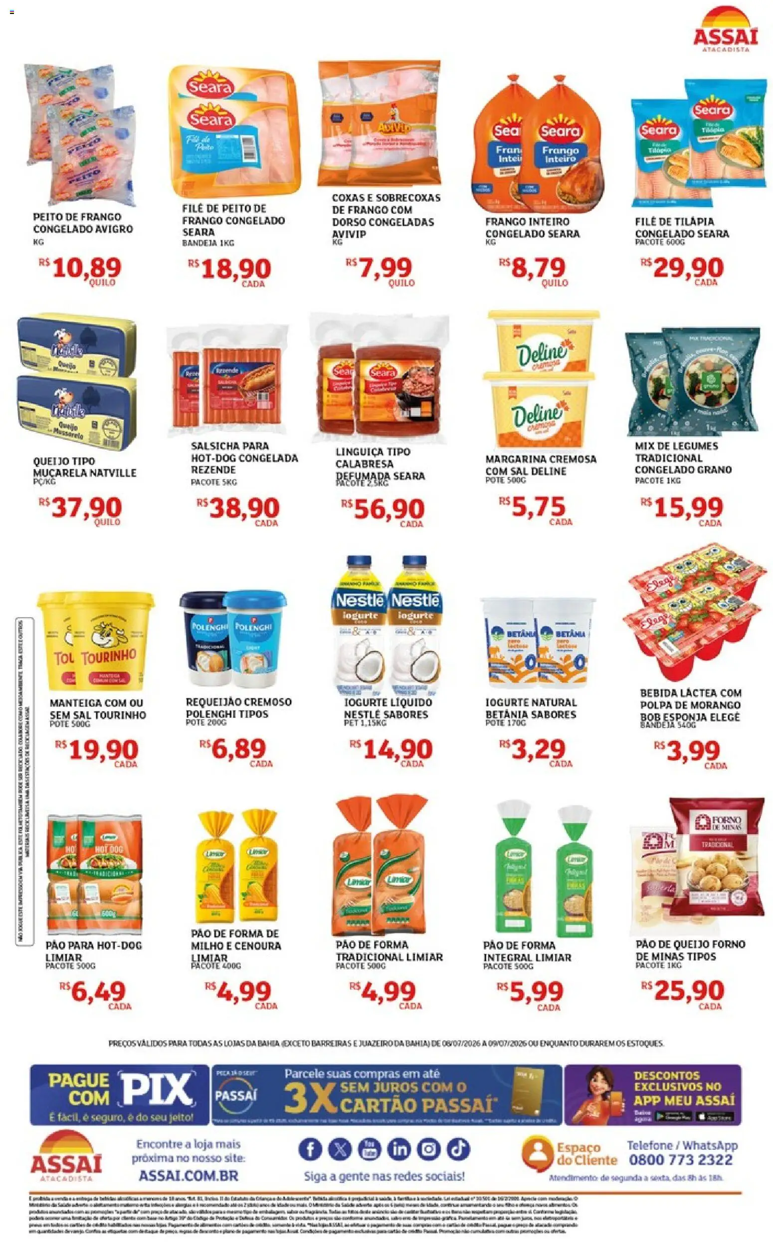Assaí Atacadista Folheto - válido de 08/07/2026 | Página: 2 | Produtos: Forno, Queijo, Bebida, Margarina