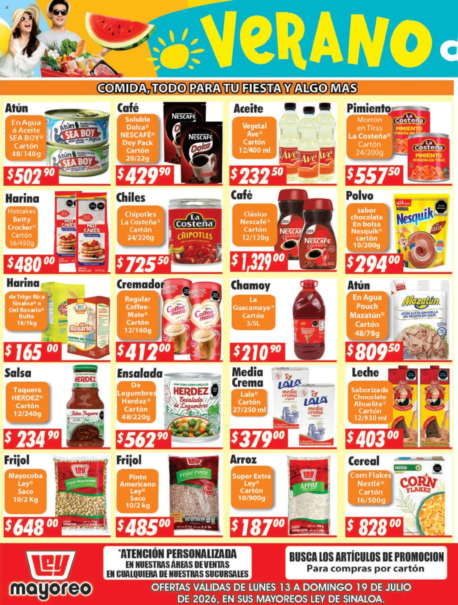 Nuevas ofertas de Casa Ley válidas en toda la República Mexicana desde el 13/07/2026. ¡Encuentra las mejores ofertas en Casa Ley folleto Sinaloa! | Página: 3 | Productos: Harina, Crema, Agua, Arroz