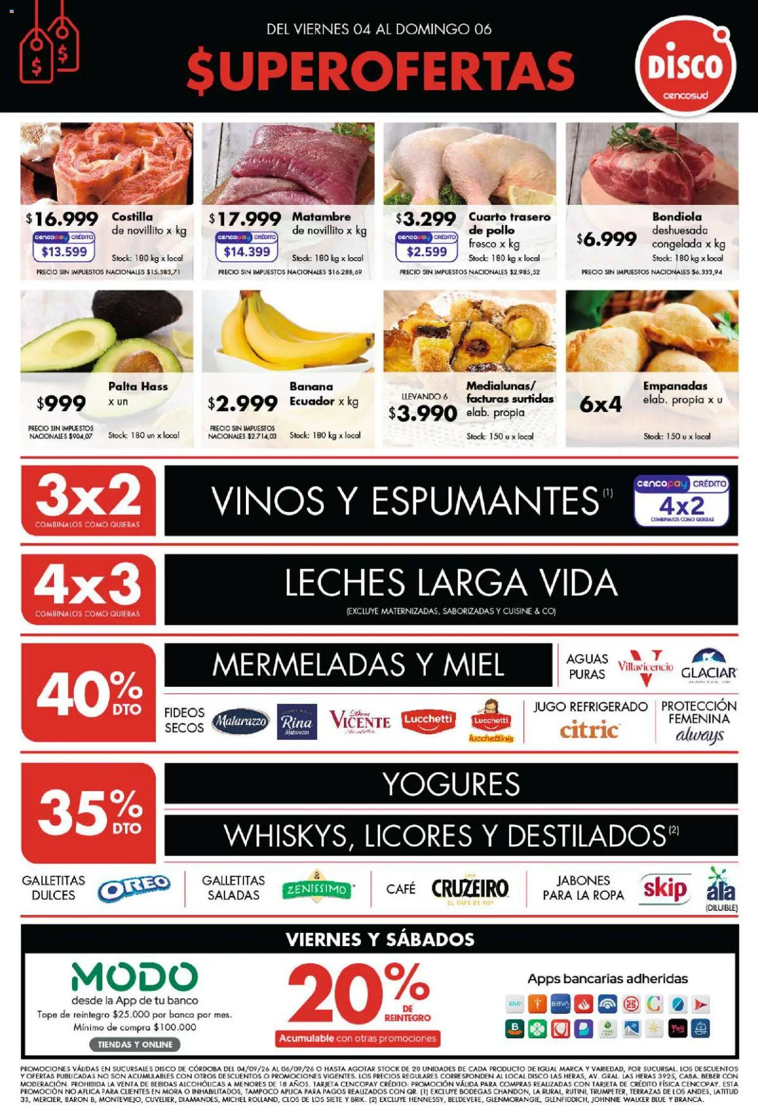 Disco - Ofertas | Córdoba │ válido desde el 04/09/2026 | Página: 1 | Productos: Galletitas, Banana, Bebidas, Ropa
