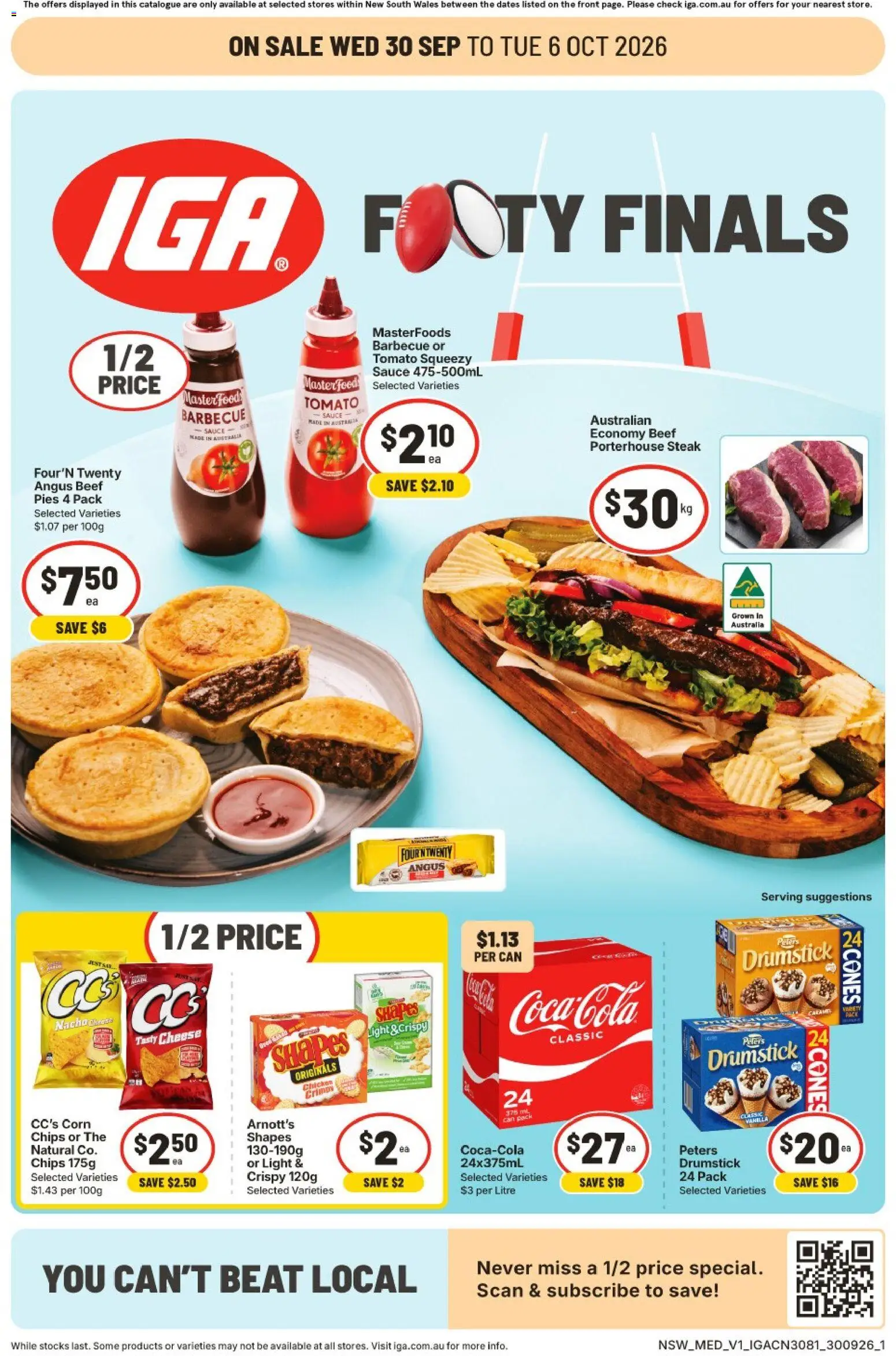 IGA catalogue - valid from 30/09/2026 | Page: 1 | Products: Corn, Light, Cheese, Chicken