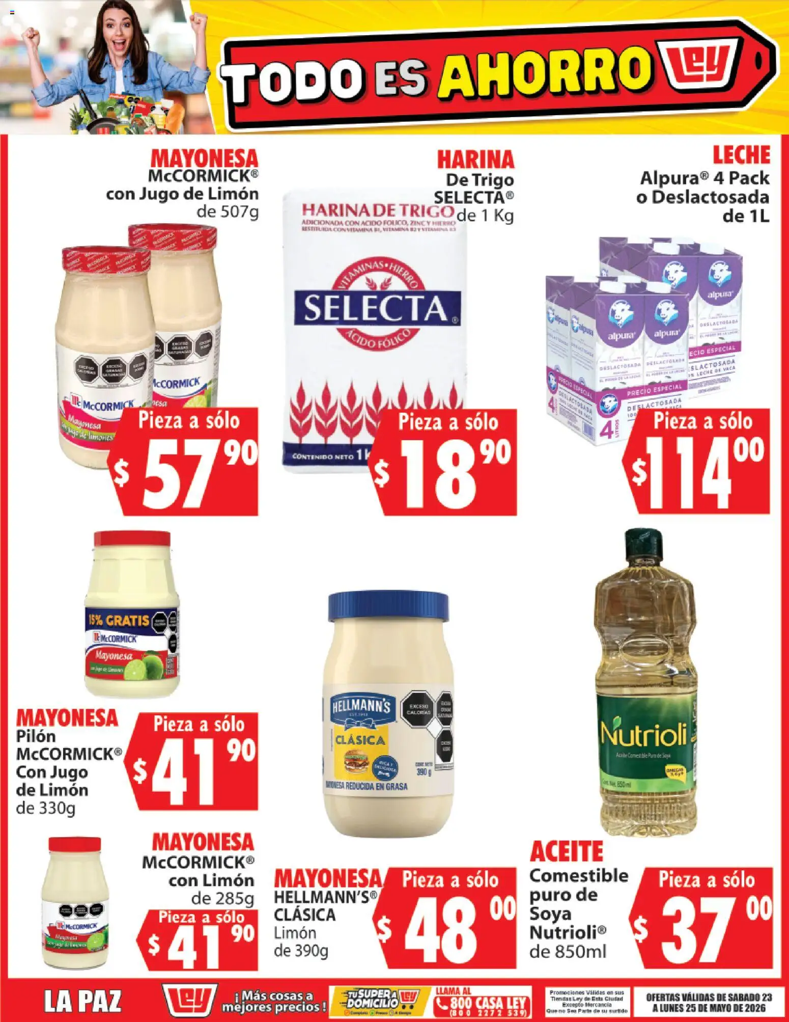 Nuevas ofertas de Casa Ley válidas en toda la República Mexicana desde el 23.05.2026. ¡Encuentra las mejores ofertas en Casa Ley folleto Todo es ahorro! | Página: 1 | Productos: Harina, Limón, Leche, Jugo