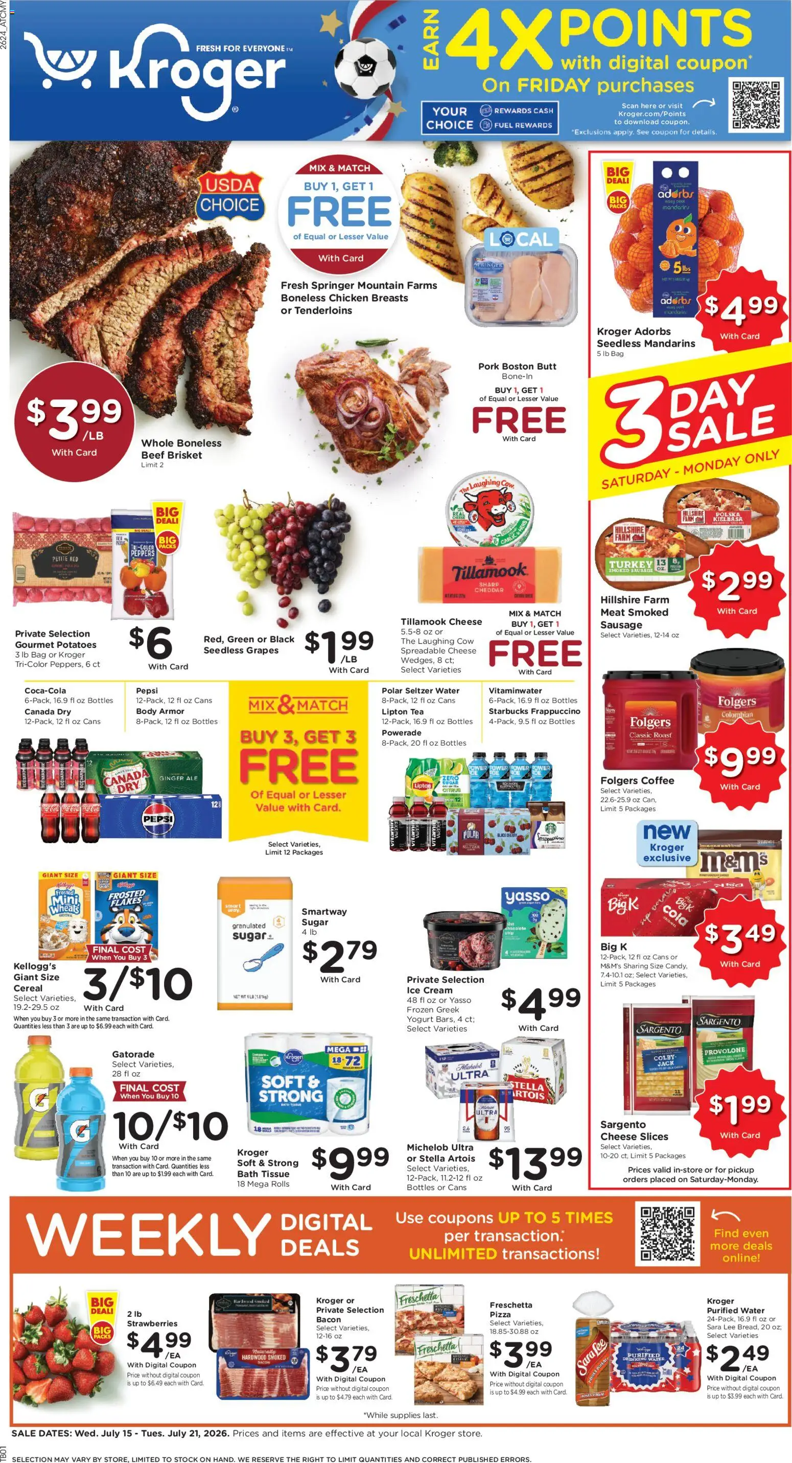 Kroger Weekly Ad - valid from 07/15/2026 | Page: 1 | Products: Peppers, Bath, Cheese, Grapes