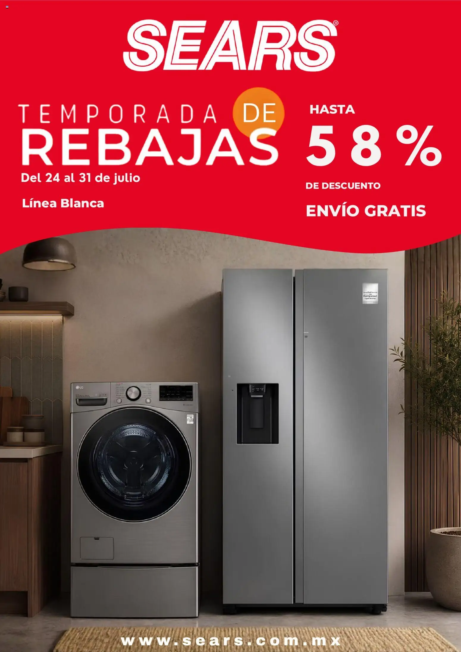 Nuevas ofertas de Sears válidas en toda la República Mexicana desde el 24/07/2026. ¡Encuentra las mejores ofertas en Sears promociones! | Página: 1