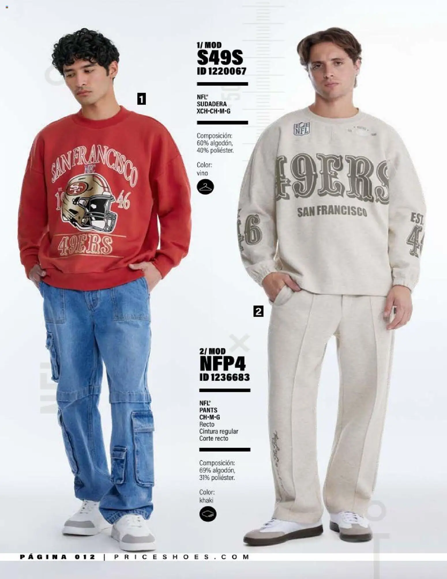 Nuevas ofertas de Price Shoes válidas en toda la República Mexicana desde el 01/09/2026. ¡Encuentra las mejores ofertas en Price Shoes catálogo NFL! | Página: 12 | Productos: Algodón, Sudadera, Vino, Pants