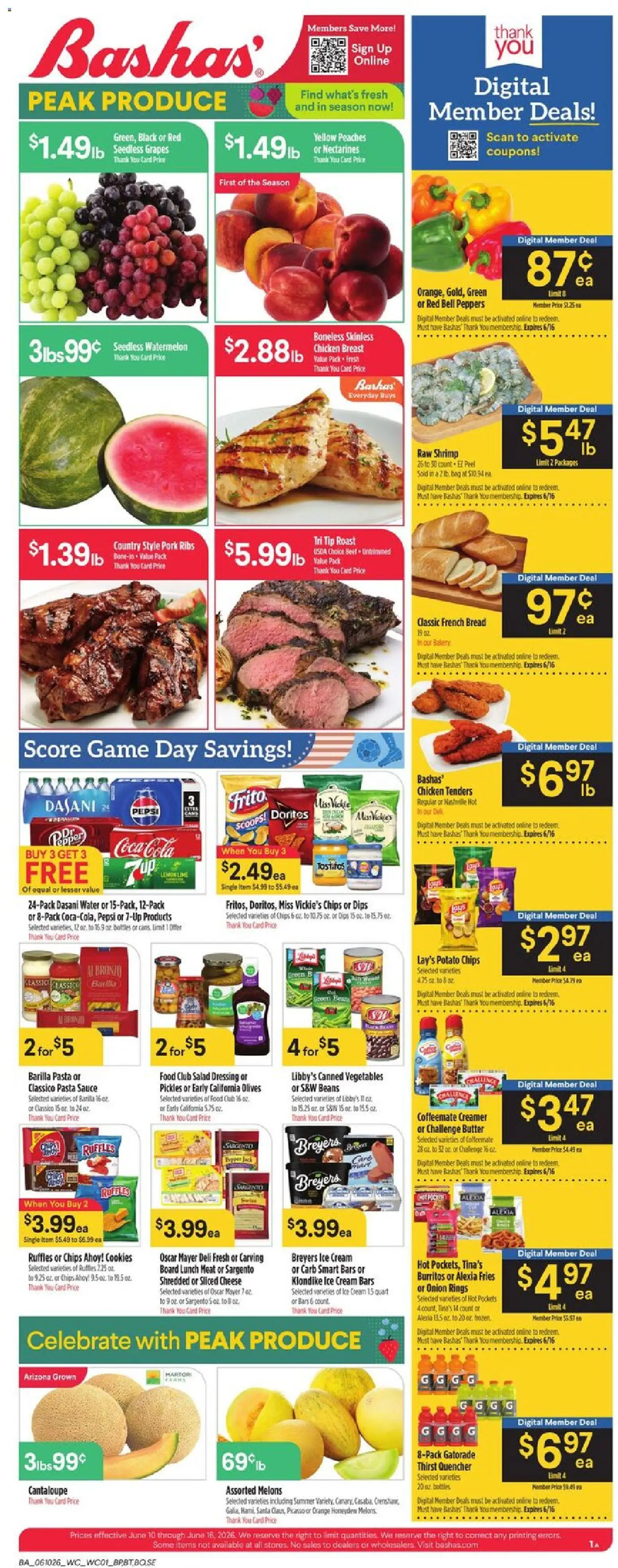 Basha's Weekly Ad - valid from 10.06.2026 | Page: 1 | Products: Cookies, Bra, Pepper, Game