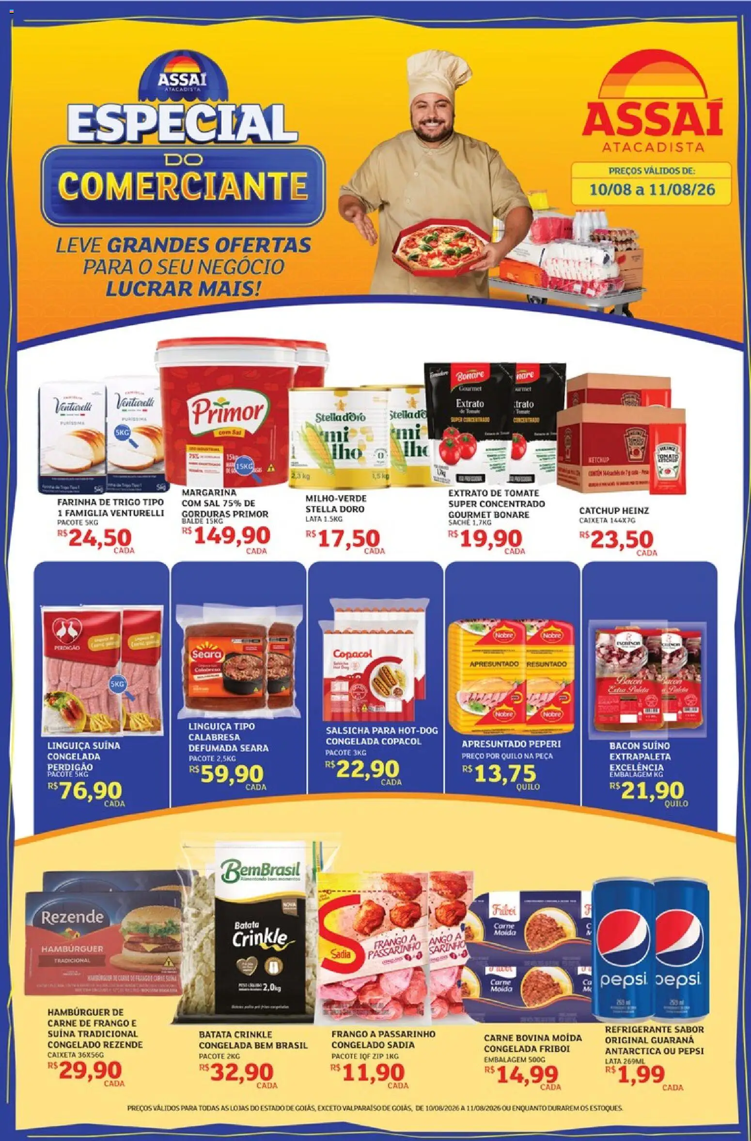 Assaí Atacadista Folheto - válido de 10/08/2026 | Página: 1 | Produtos: Linguiça, Batata, Sal, Extrato de tomate