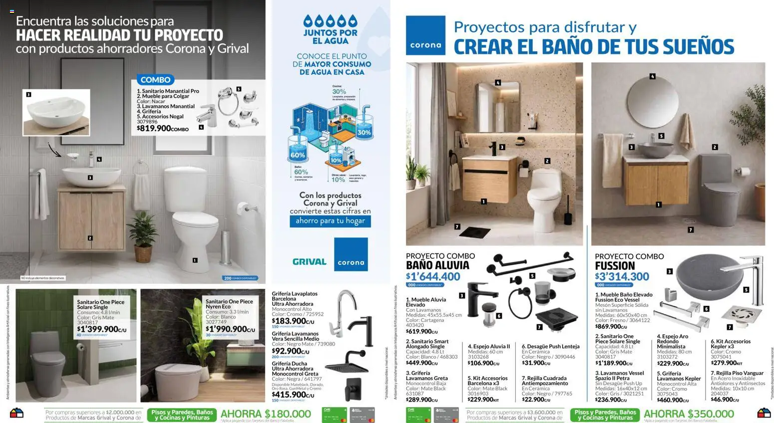 Homecenter revista - valida desde el 08/09/2026 | Página: 3 | Productos: Banco, Sanitario, Lavamanos, Lenteja