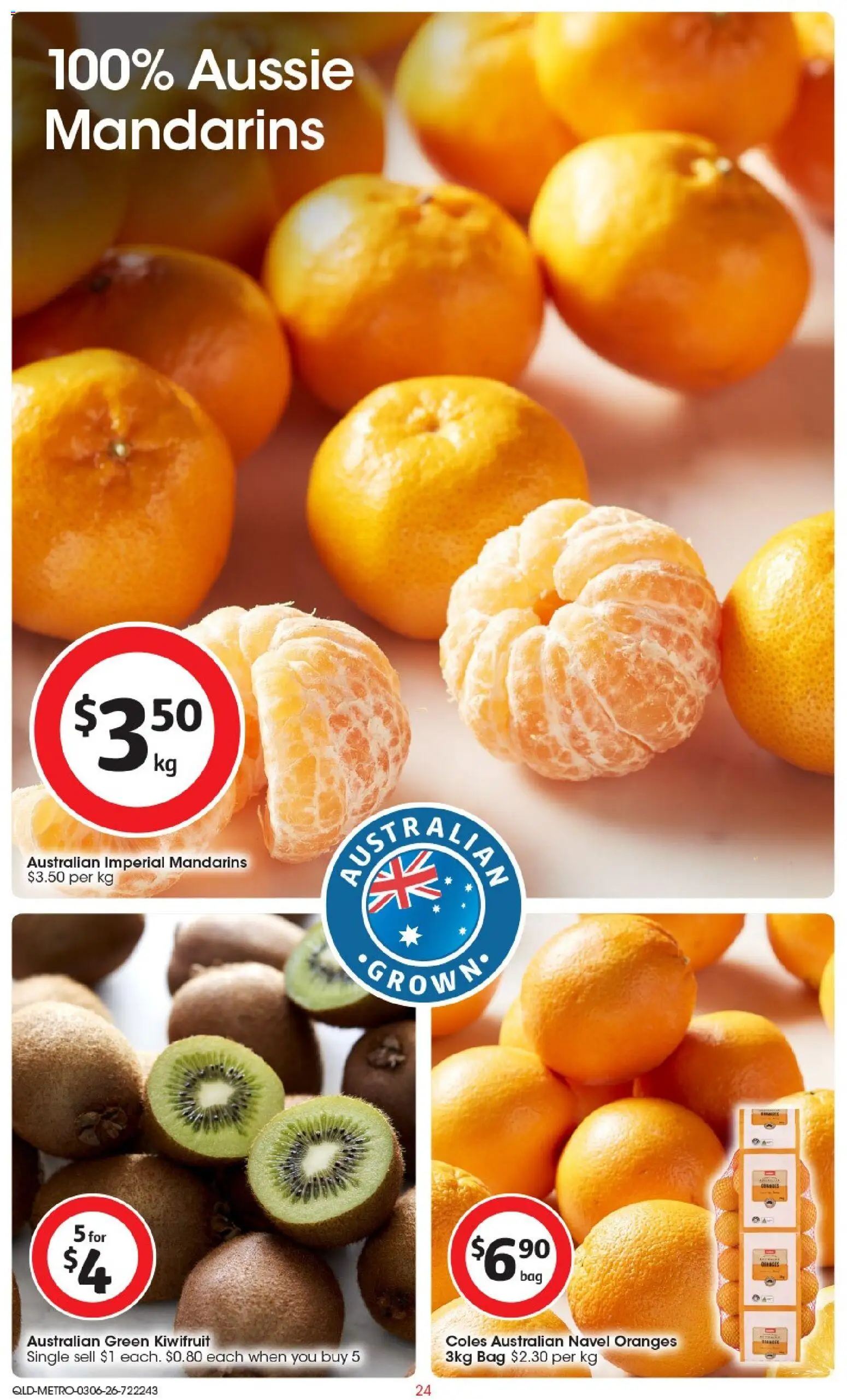 Coles catalogue - valid from 03.06.2026 | Page: 24 | Products: Oranges, Kiwifruit, Mandarins, Bag