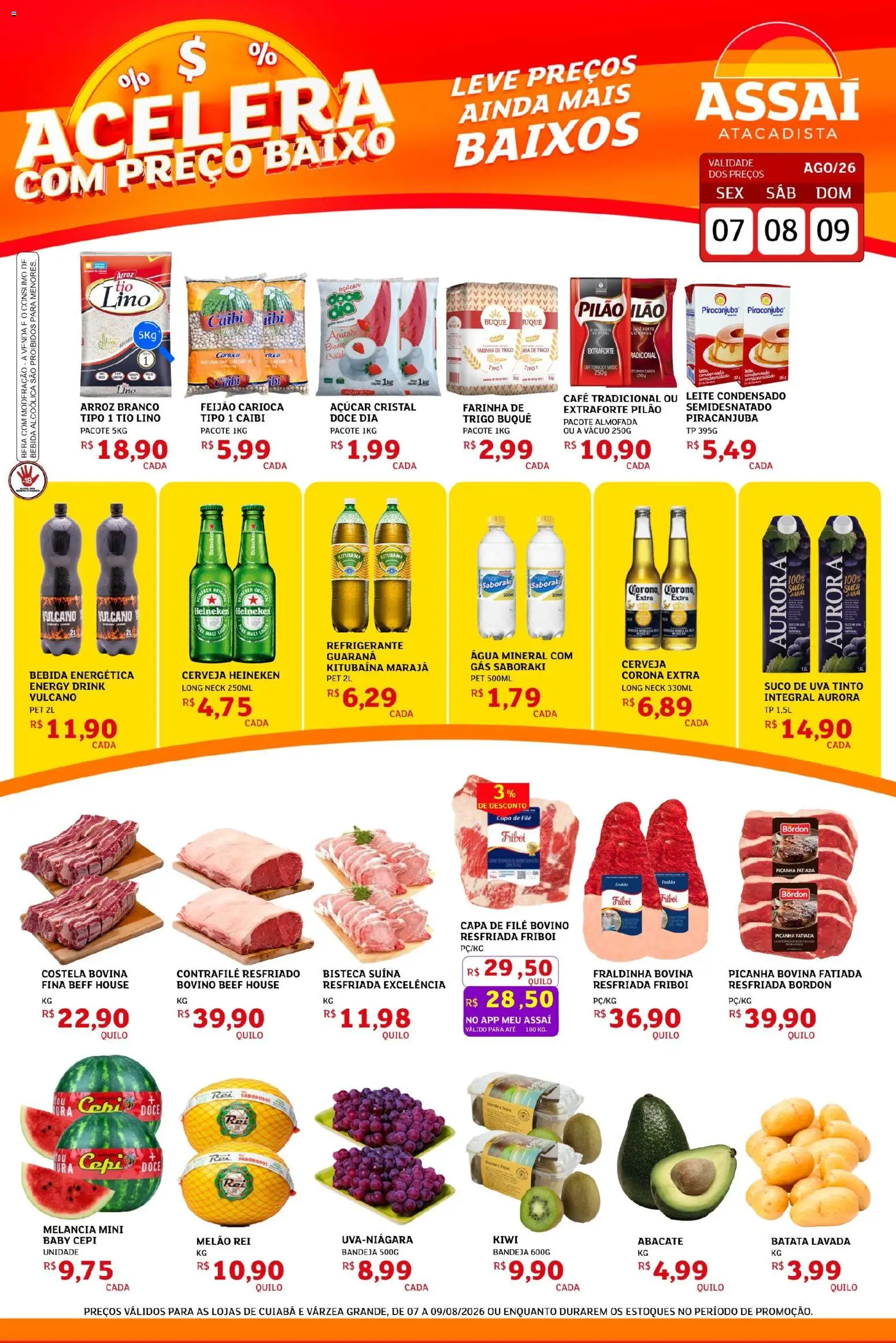 Assaí Atacadista Folheto - válido de 07/08/2026 | Página: 1 | Produtos: Uva, Abacate, Água, Batata