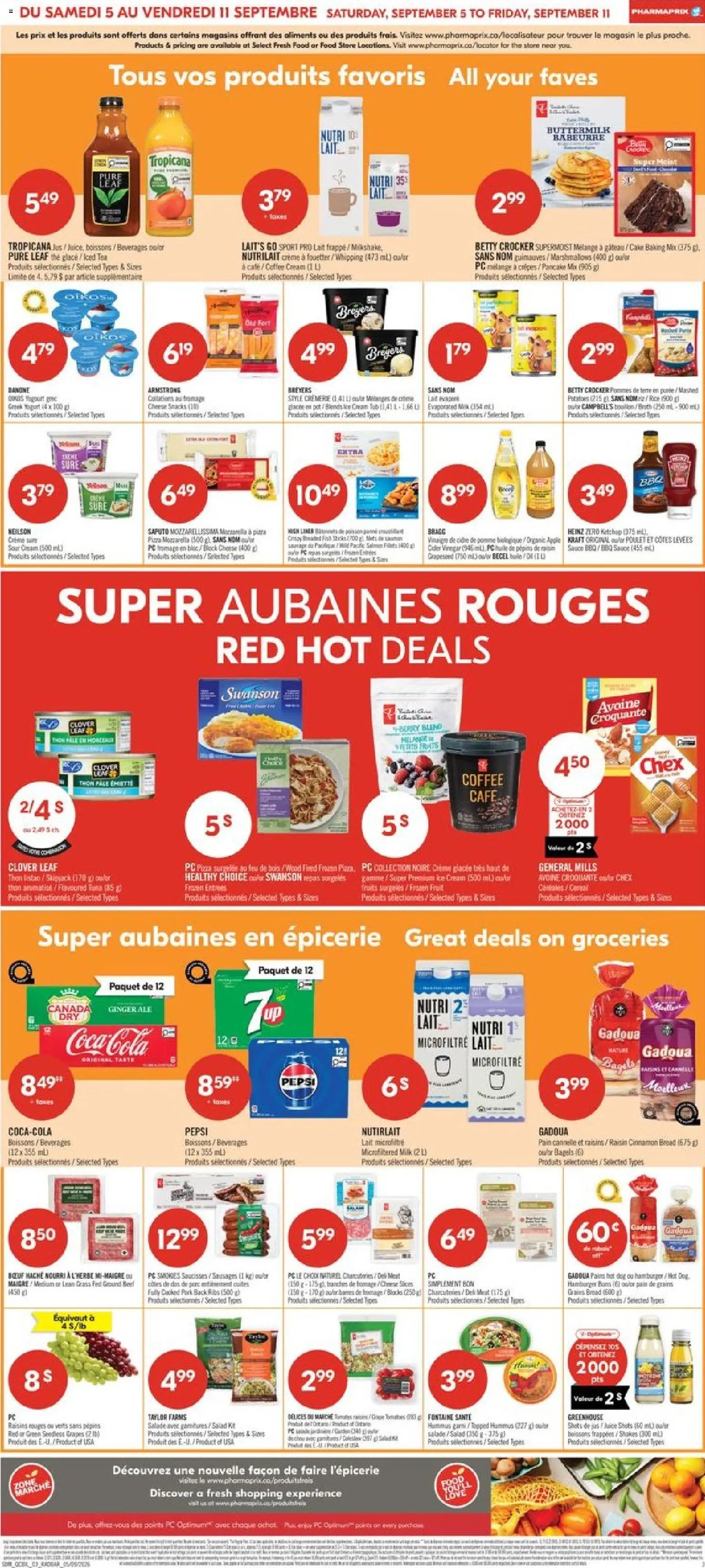 Pharmaprix flyer valid from Sep 5, 2026 | Page: 5 | Products: Tea, Grapes, Juice, Pork